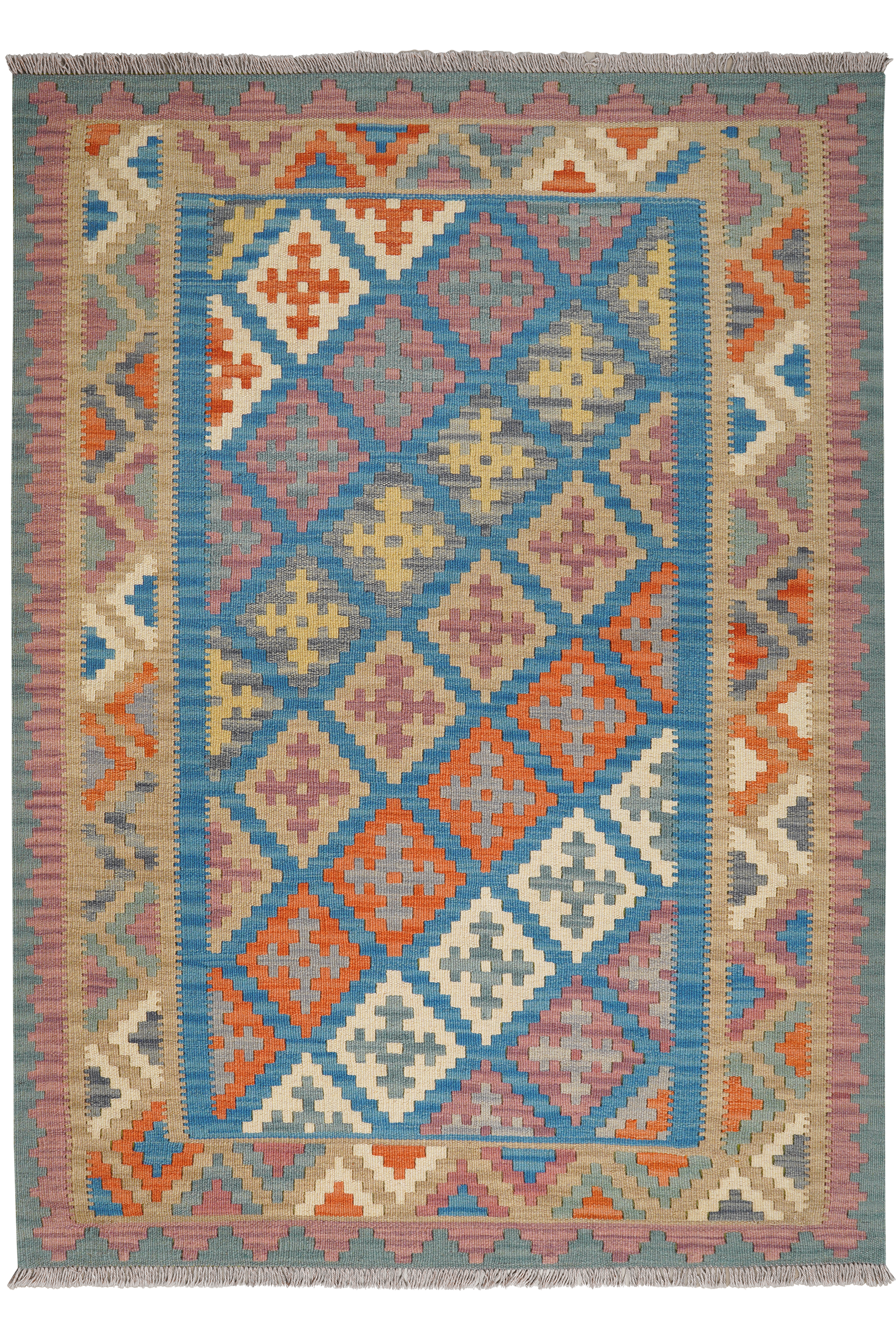 Kelim Gashgai — Handgefertigt, 176x128 cm, Beige, 100% Virgin Wool | Main view