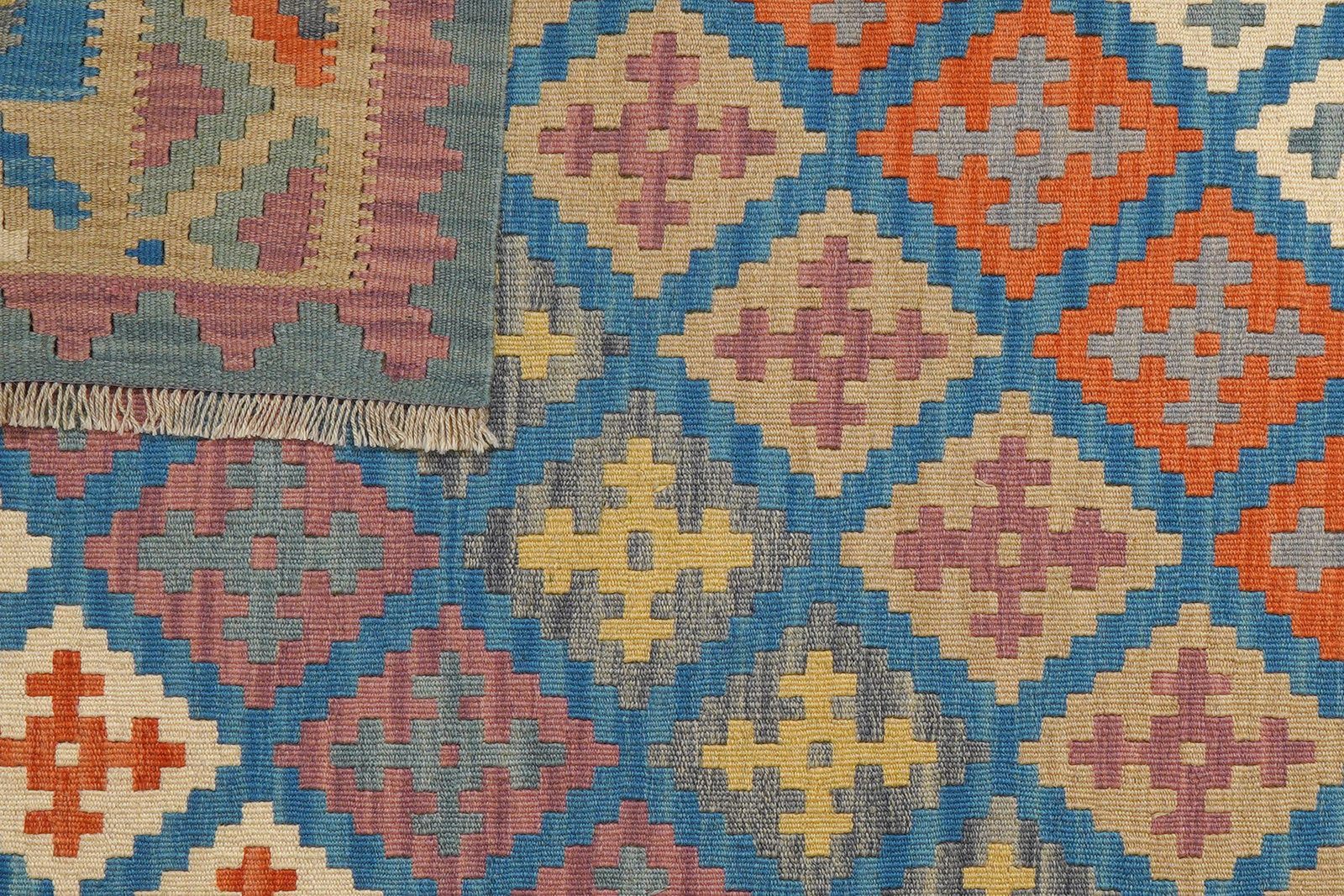 Kelim Gashgai — Handgefertigt, 176x128 cm, Beige, 100% Virgin Wool | View 7