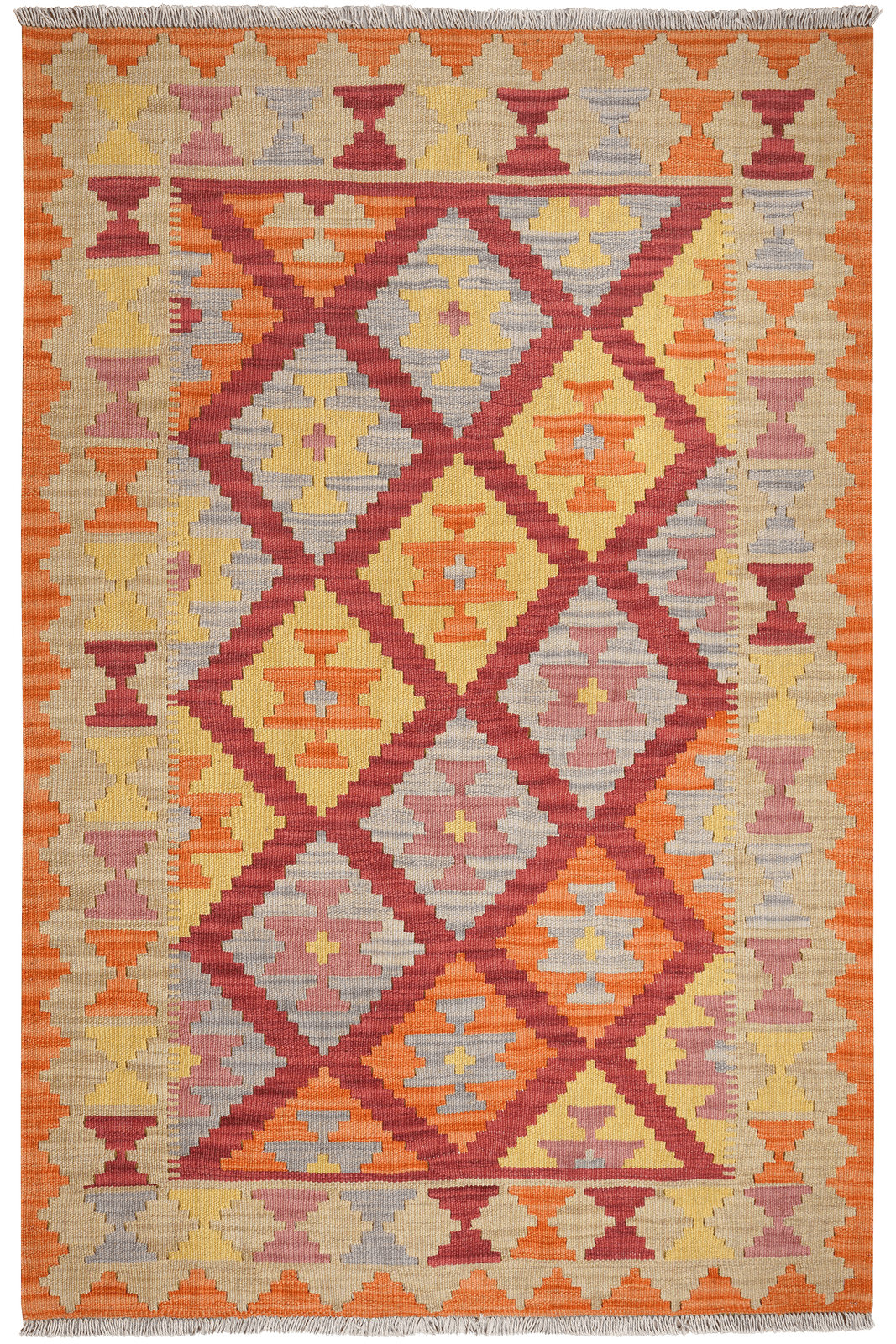 Kelim Gashgai — Handmade, 129x197 cm, Red, 100% Virgin Wool | Main view