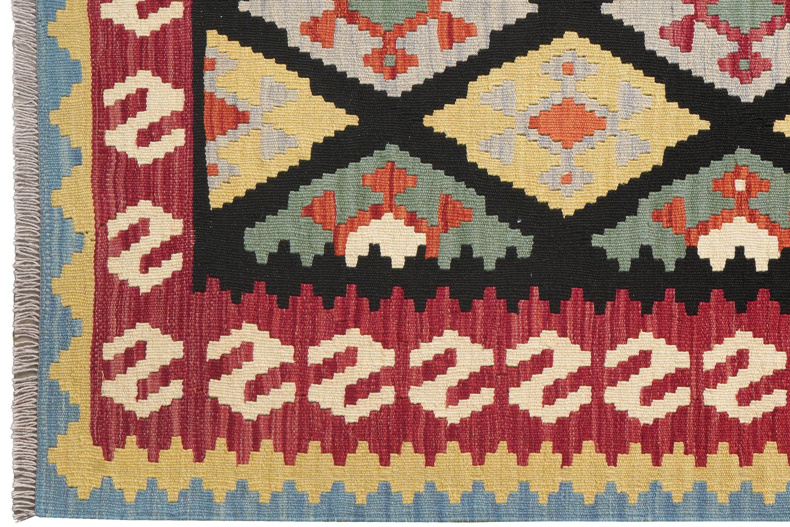 Kelim Gashgai — Handmade, 158x197 cm, Black, 100% Virgin Wool | View 3