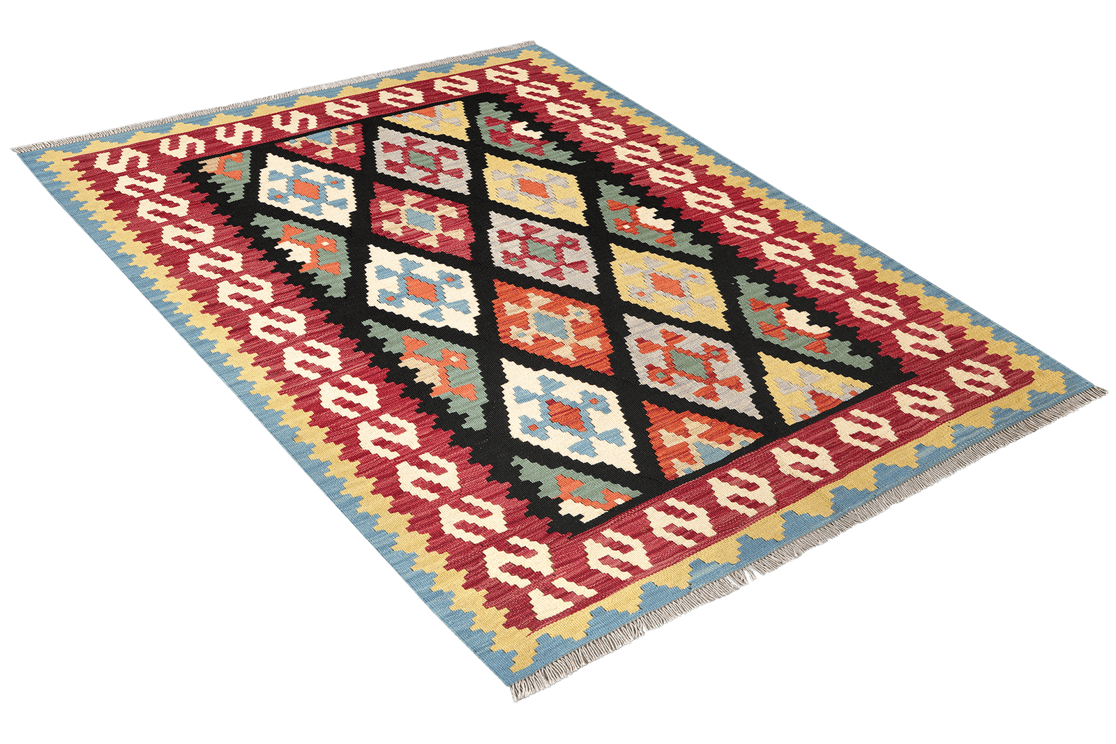 Kelim Gashgai — Handmade, 158x197 cm, Black, 100% Virgin Wool | View 4