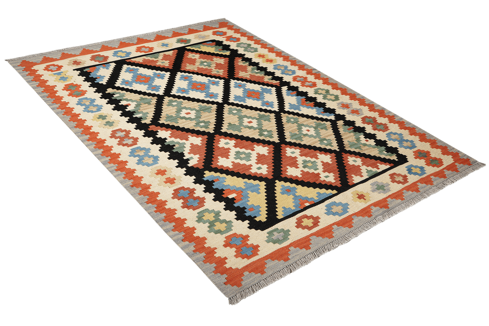 Kelim Gashgai — Handmade, 152x190 cm, Black, 100% Virgin Wool | View 4