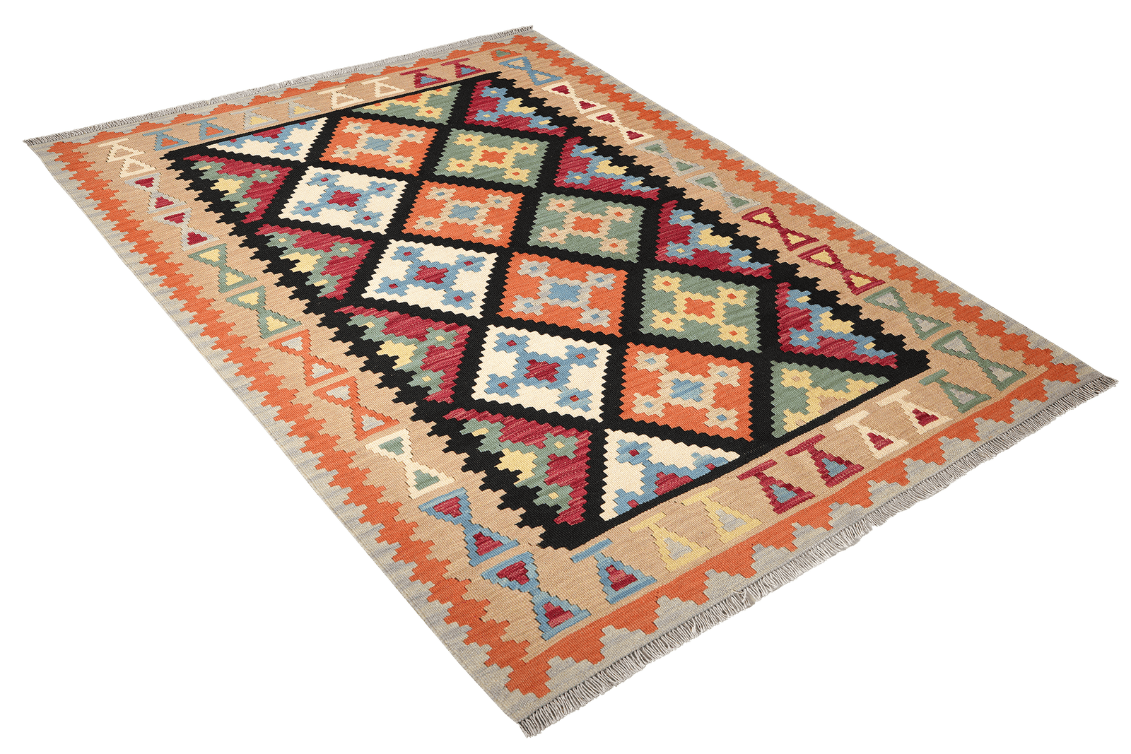 Kelim Gashgai — Handmade, 157x202 cm, Black, 100% Virgin Wool | View 4