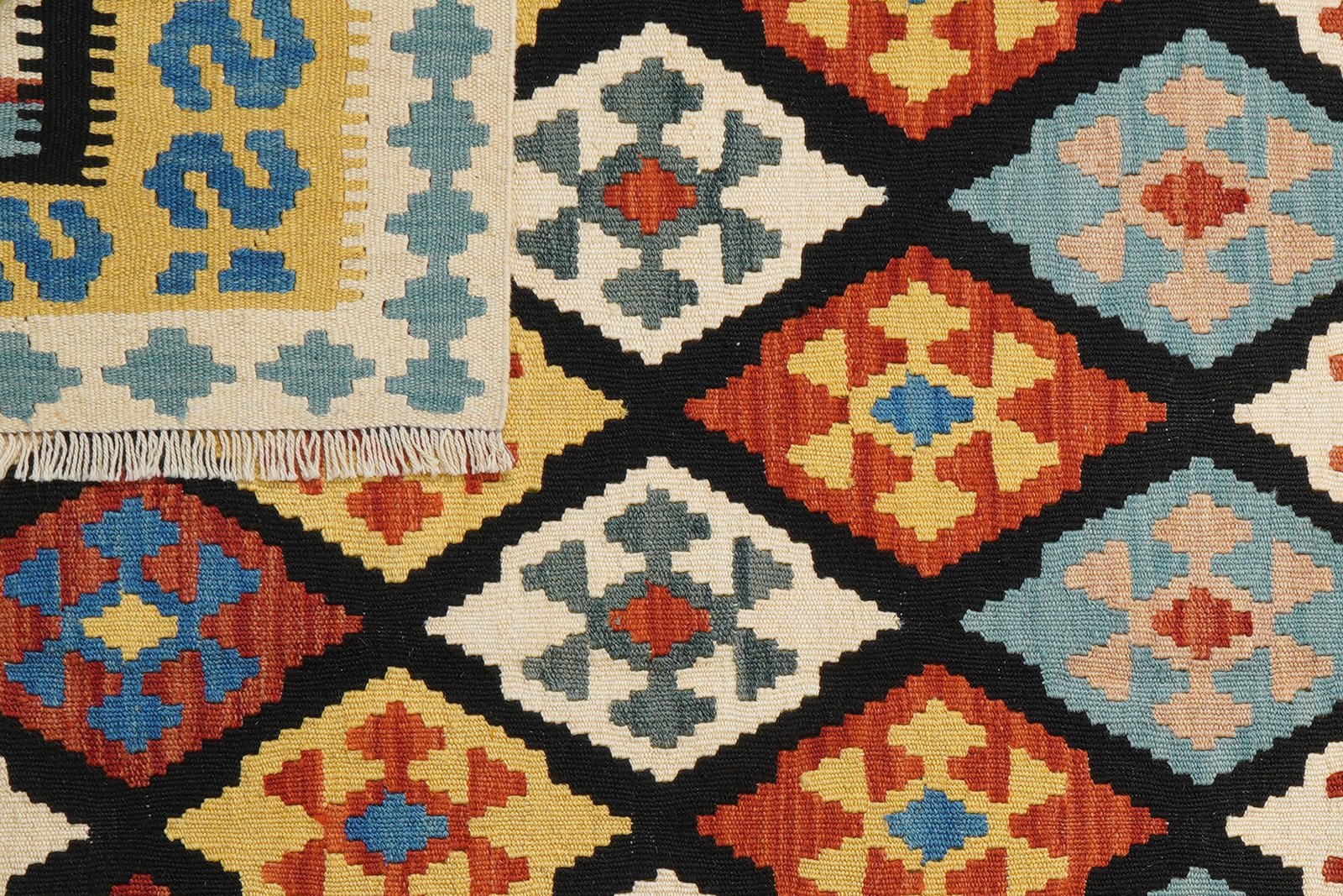 Kelim Gashgai — Handmade, 157x198 cm, Black, 100% Virgin Wool | View 6