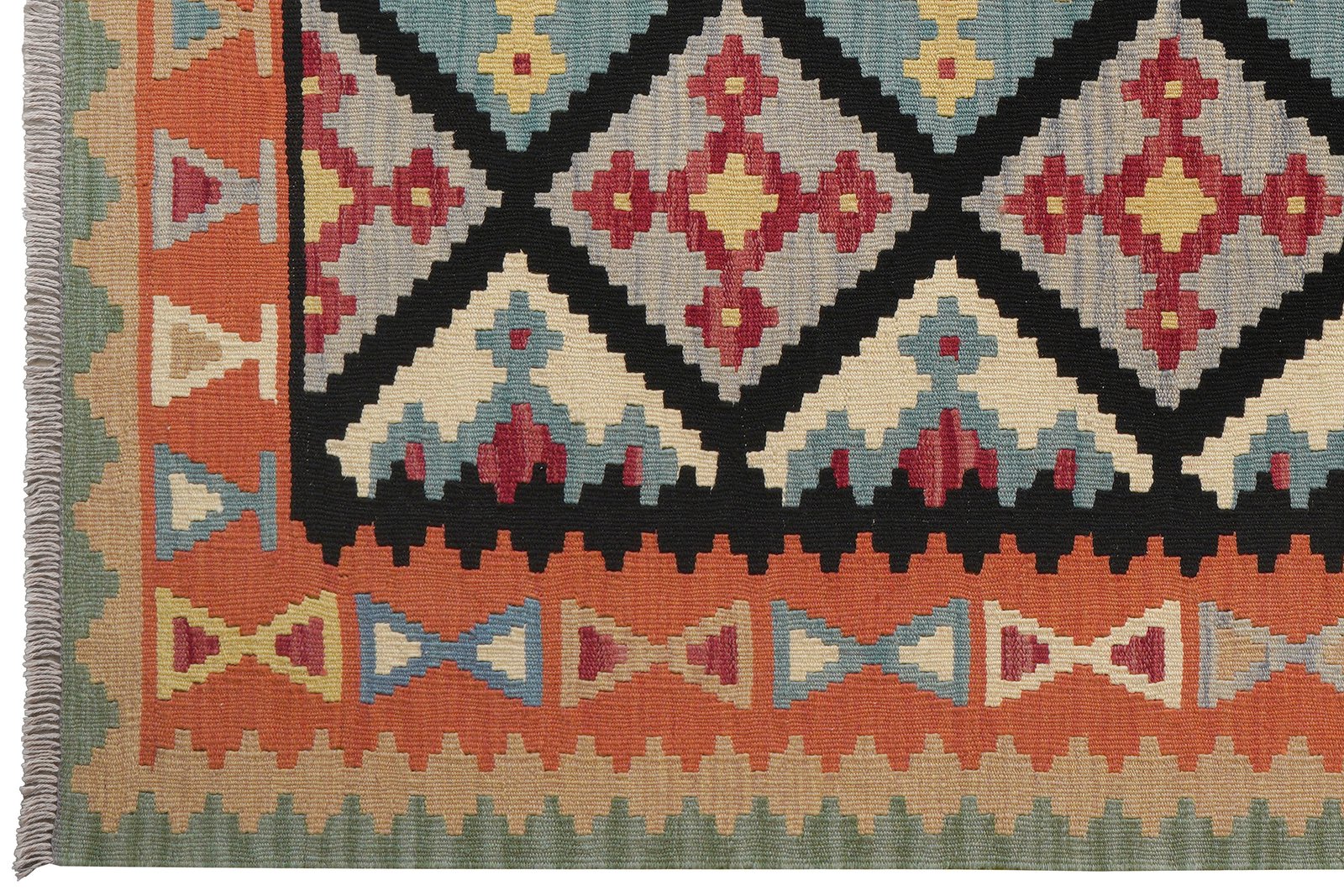 Kelim Gashgai — Handmade, 159x195 cm, Black, 100% Virgin Wool | View 3