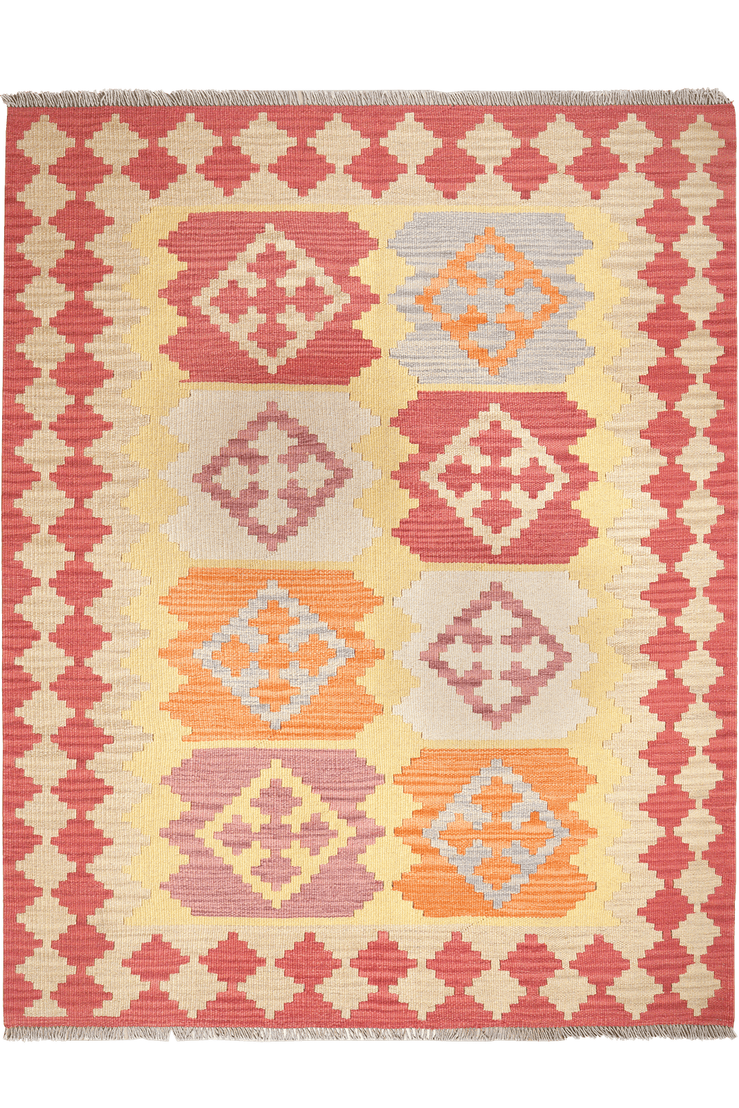 Kelim Gashgai — Handmade, 151x193 cm, Yellow, 100% Virgin Wool | Main view