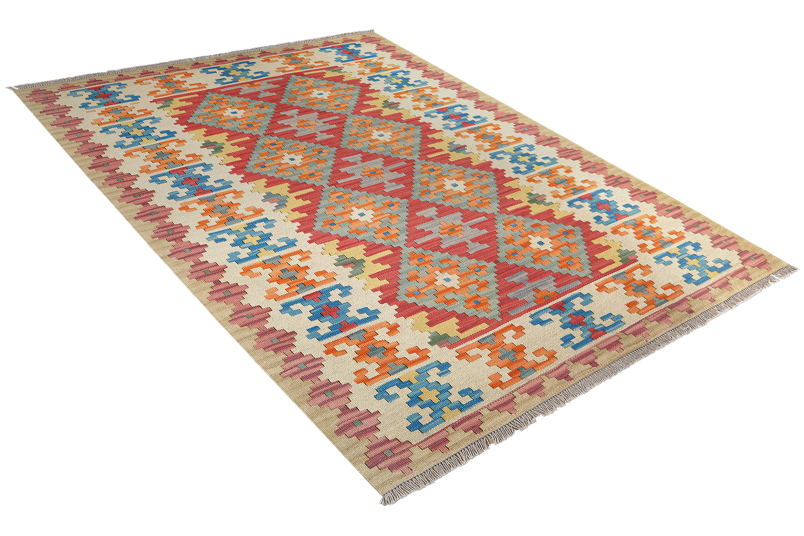 Kelim Gashgai — Handmade, 156x201 cm, Red, 100% Virgin Wool | View 4