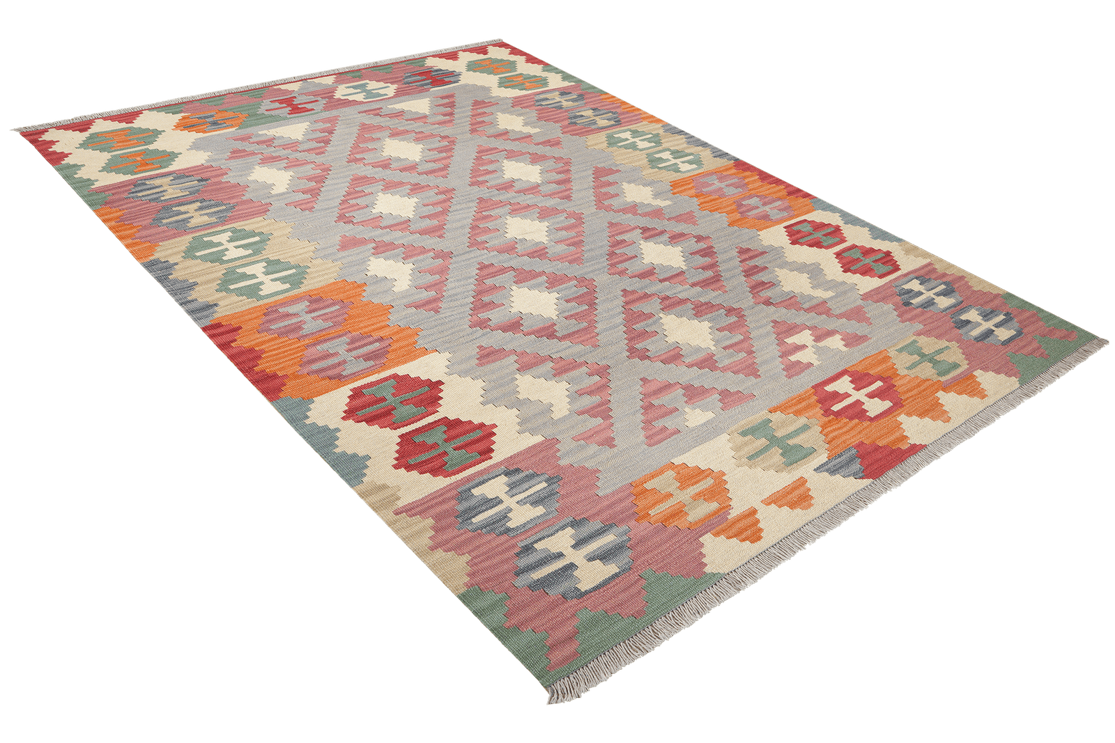 Kelim Gashgai — Handmade, 153x206 cm, Grey, 100% Virgin Wool | View 4
