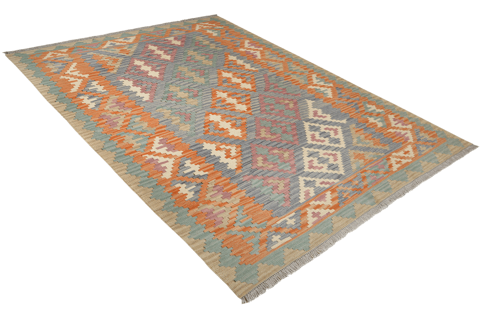 Kelim Gashgai — Handmade, 158x213 cm, Grey, 100% Virgin Wool | View 4