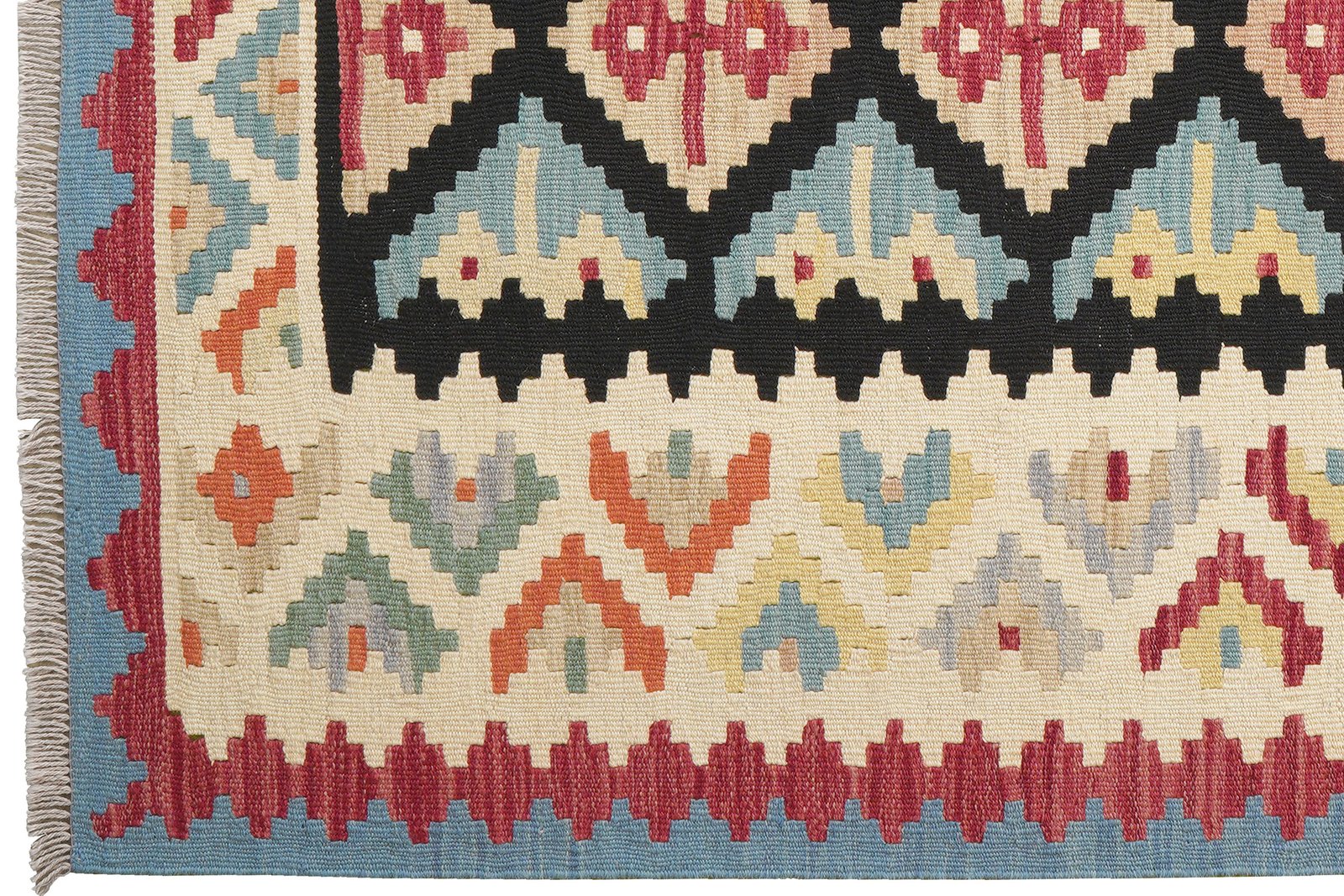 Kelim Gashgai — Handmade, 158x197 cm, Black, 100% Virgin Wool | View 3