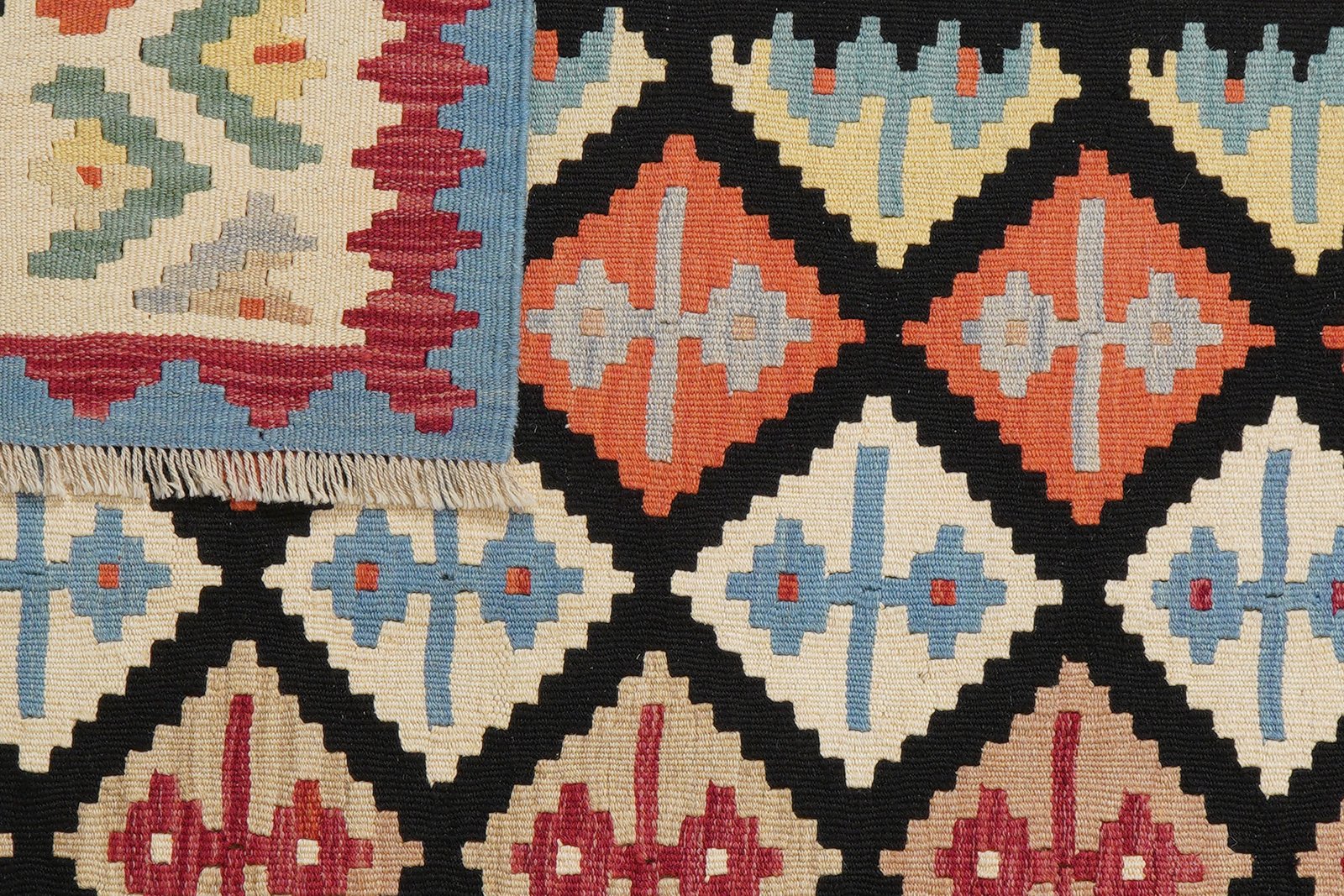Kelim Gashgai — Handmade, 158x197 cm, Black, 100% Virgin Wool | View 6