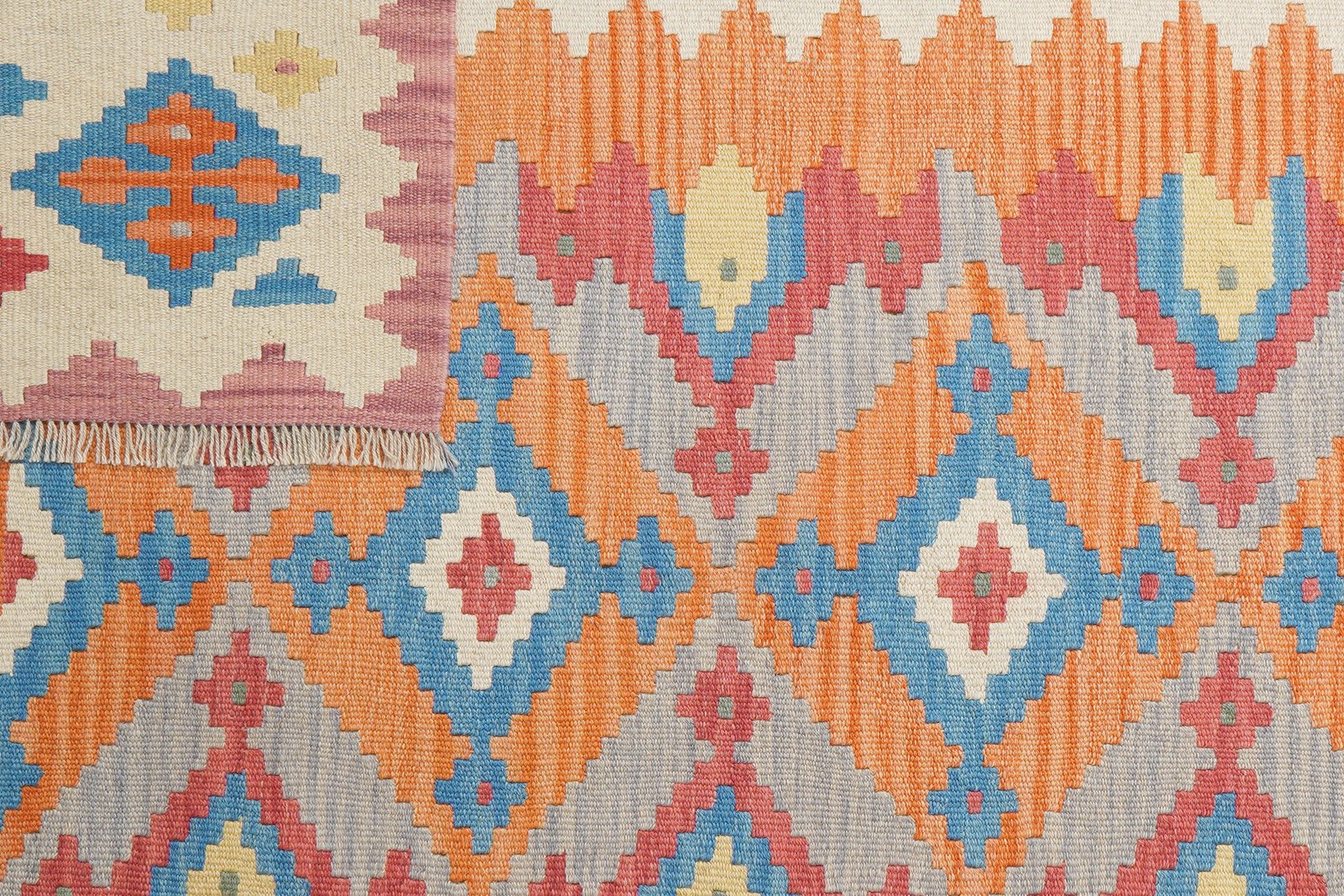 Kelim Gashgai — Handmade, 173x238 cm, Orange, 100% Virgin Wool | View 6