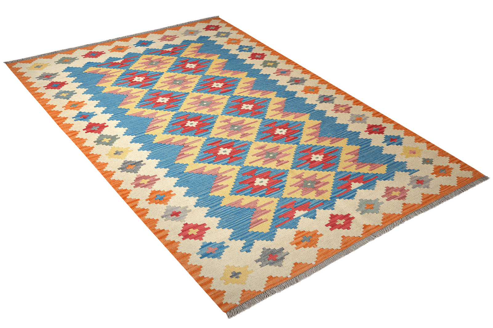 Kelim Gashgai — Handmade, 171x246 cm, Blue, 100% Virgin Wool | View 4
