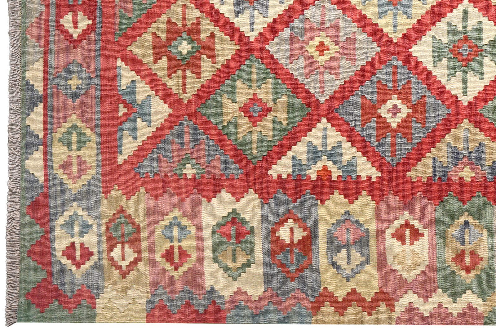 Kelim Gashgai — Handmade, 179x256 cm, Red, 100% Virgin Wool | View 3