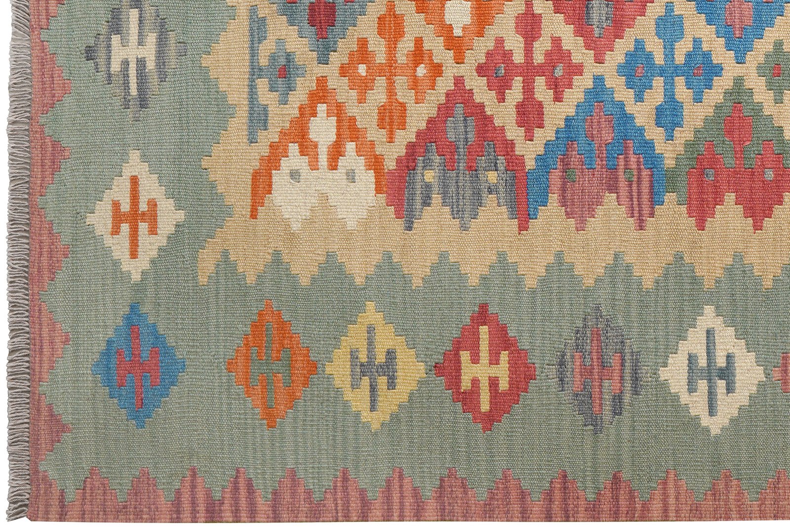 Kelim Gashgai — Handmade, 170x238 cm, Beige, 100% Virgin Wool | View 3