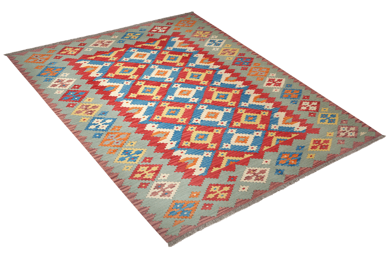 Kelim Gashgai — Handmade, 205x245 cm, Red, 100% Virgin Wool | View 4
