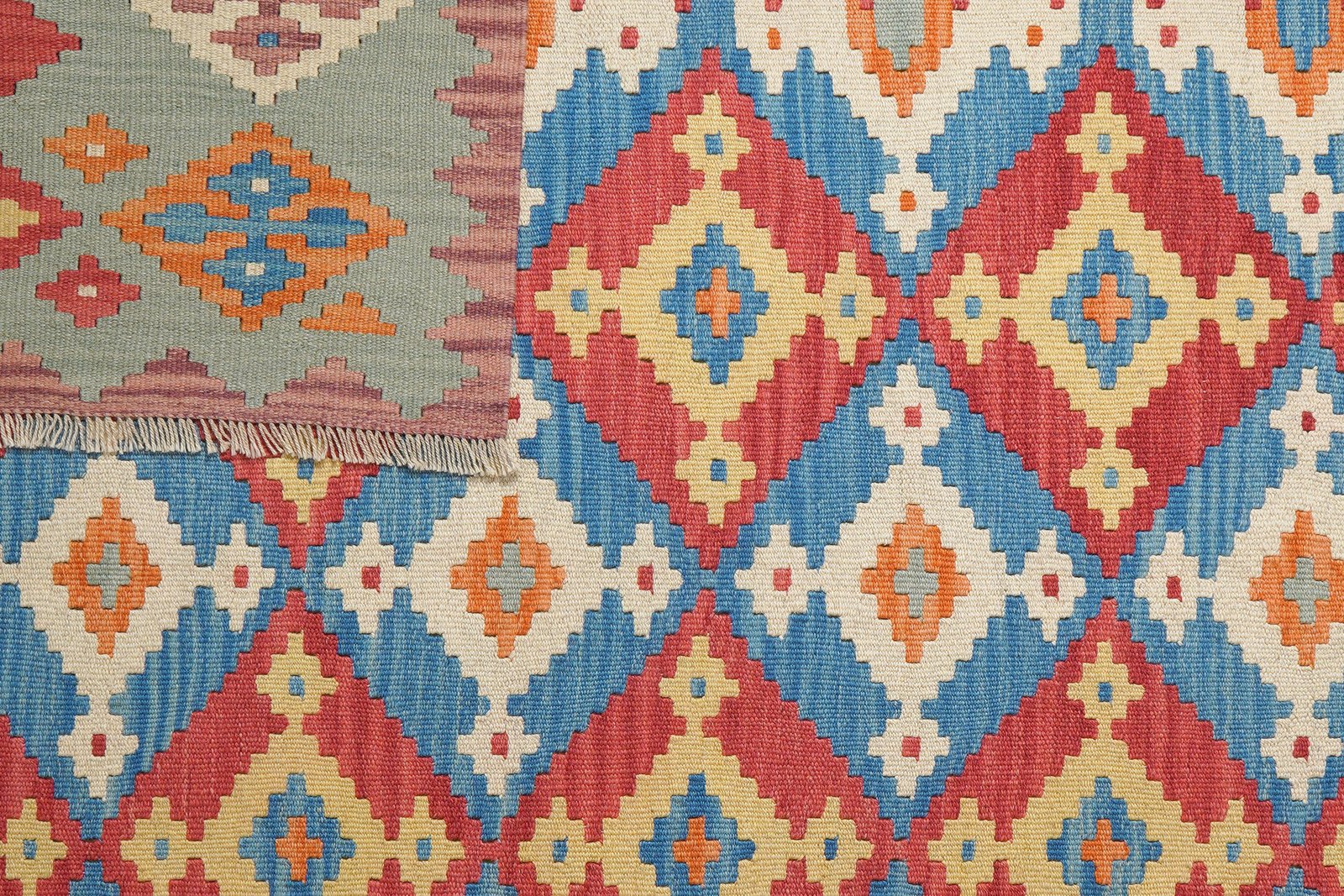 Kelim Gashgai — Handmade, 205x245 cm, Red, 100% Virgin Wool | View 6