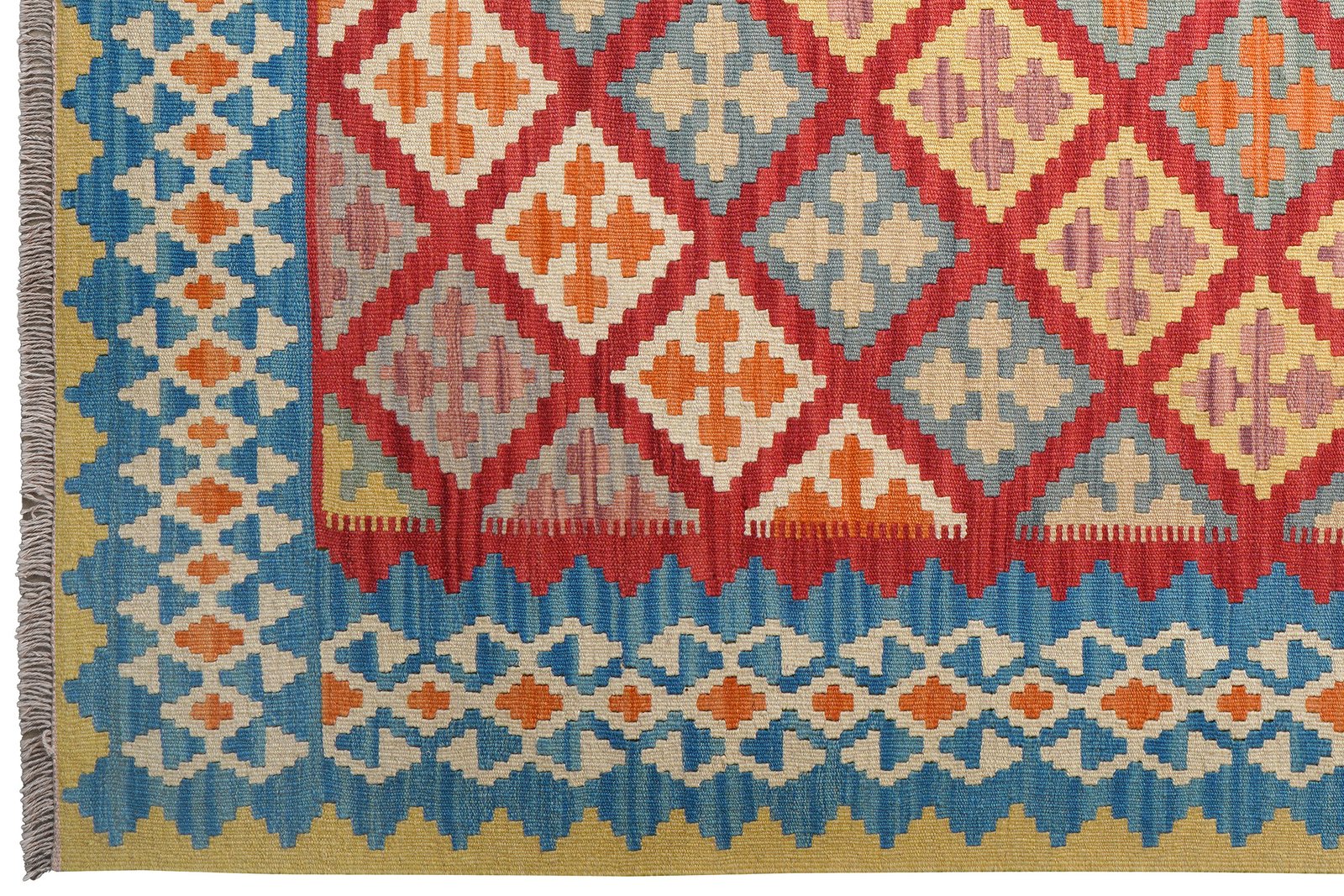 Kelim Gashgai — Handmade, 208x245 cm, Red, 100% Virgin Wool | View 3