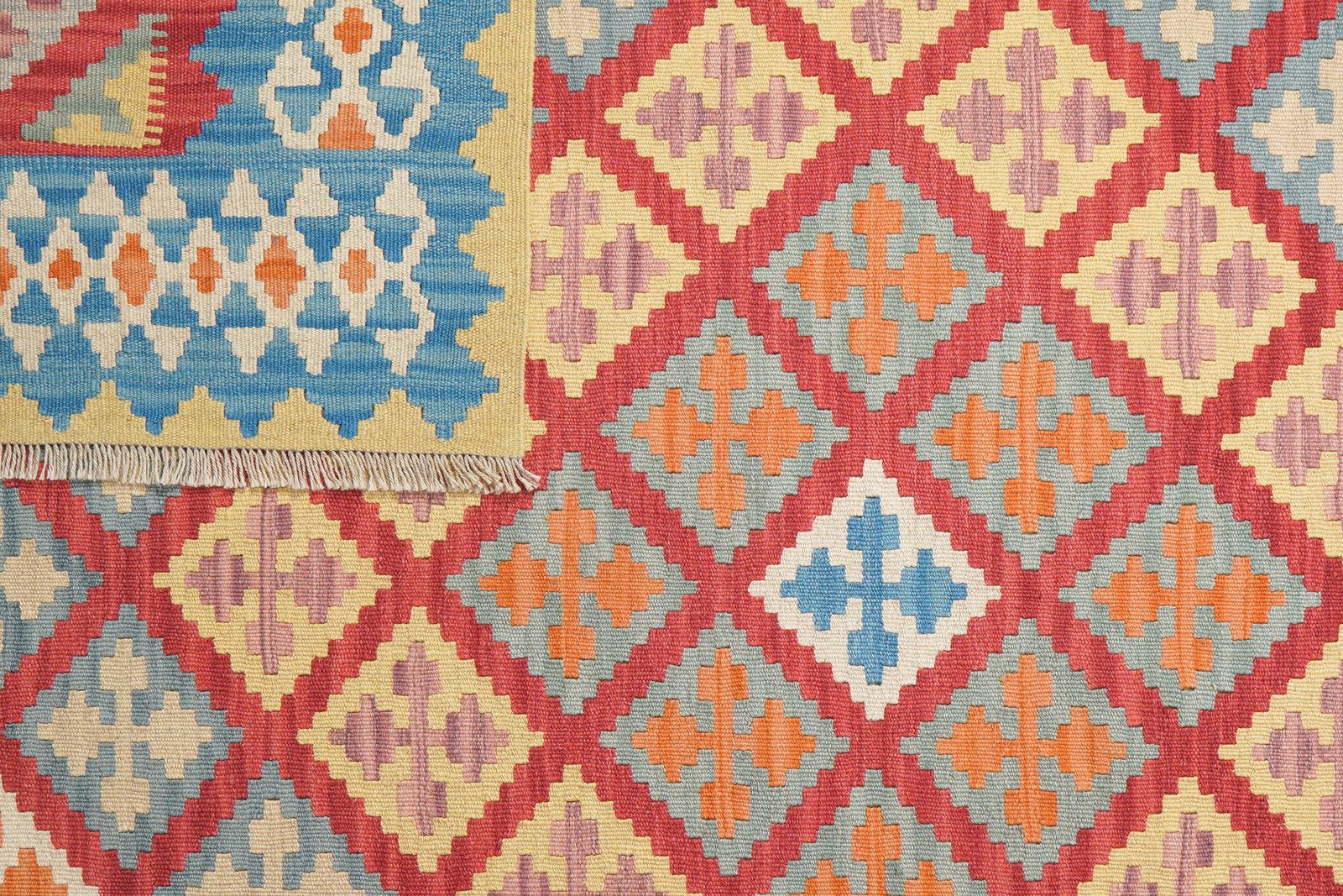 Kelim Gashgai — Handmade, 208x245 cm, Red, 100% Virgin Wool | View 6