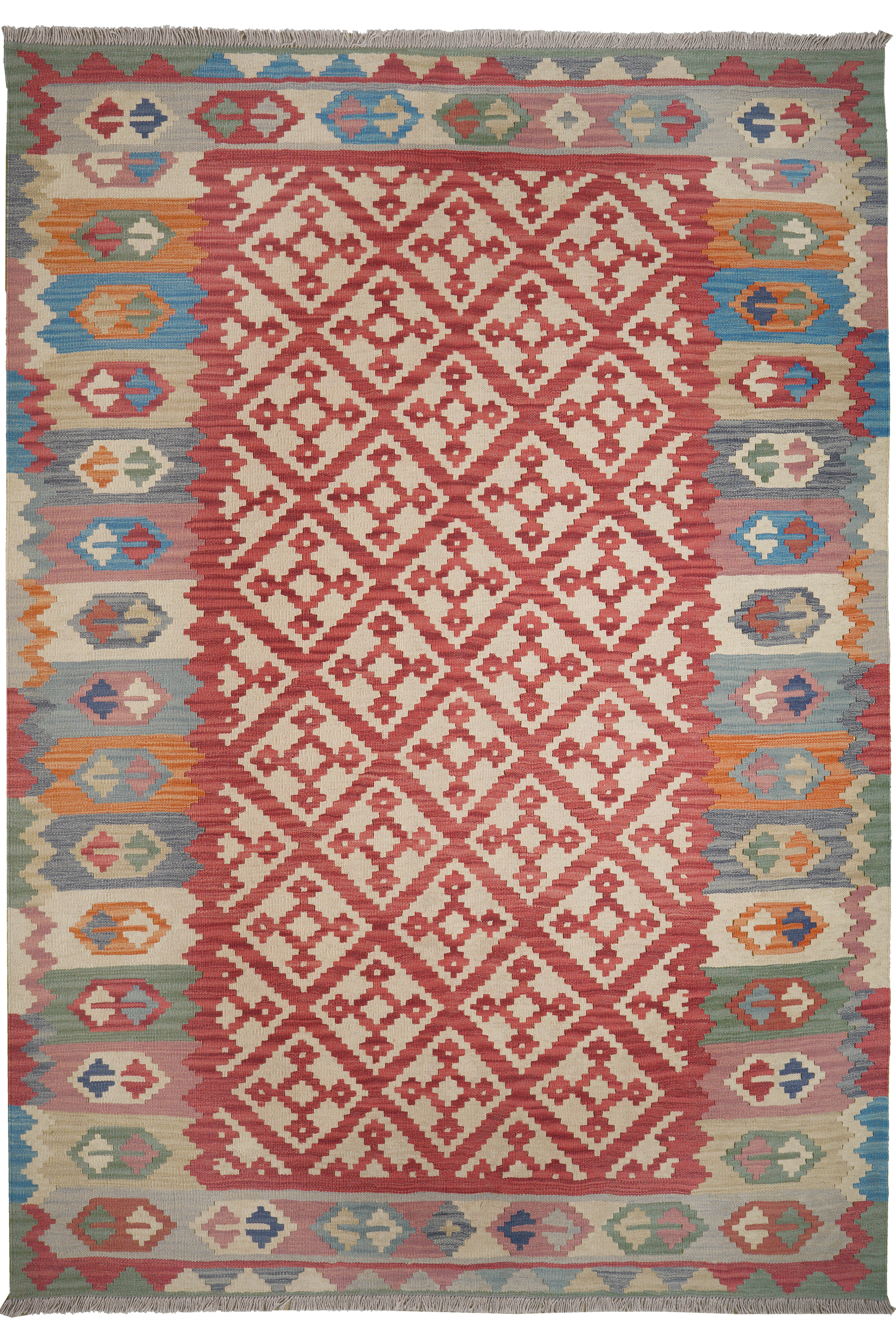 Kelim Gashgai — Handgefertigt, 251x174 cm, Bunt, 100% Virgin Wool | Main view
