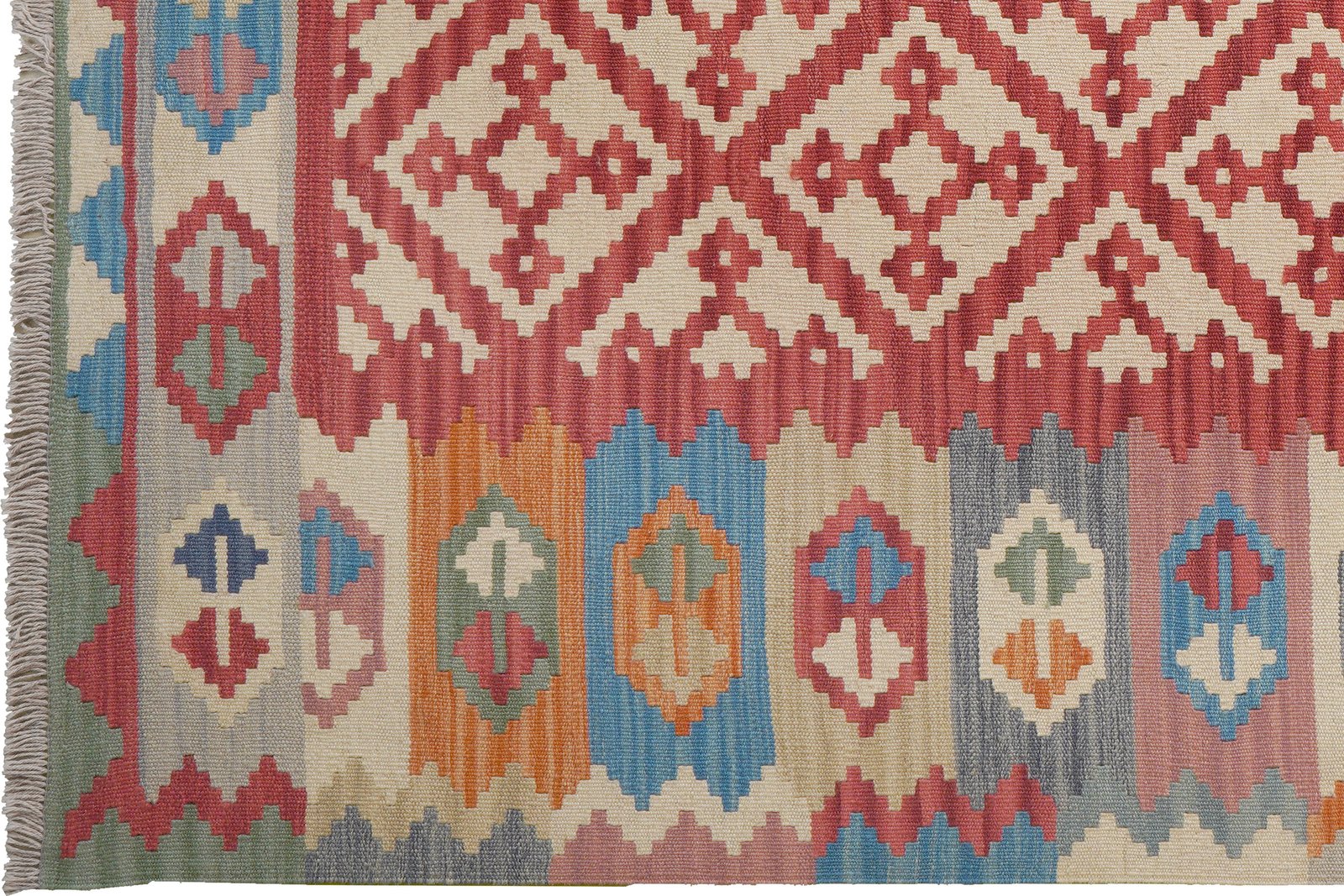 Kelim Gashgai — Handmade, 174x251 cm, Red, 100% Virgin Wool | View 3