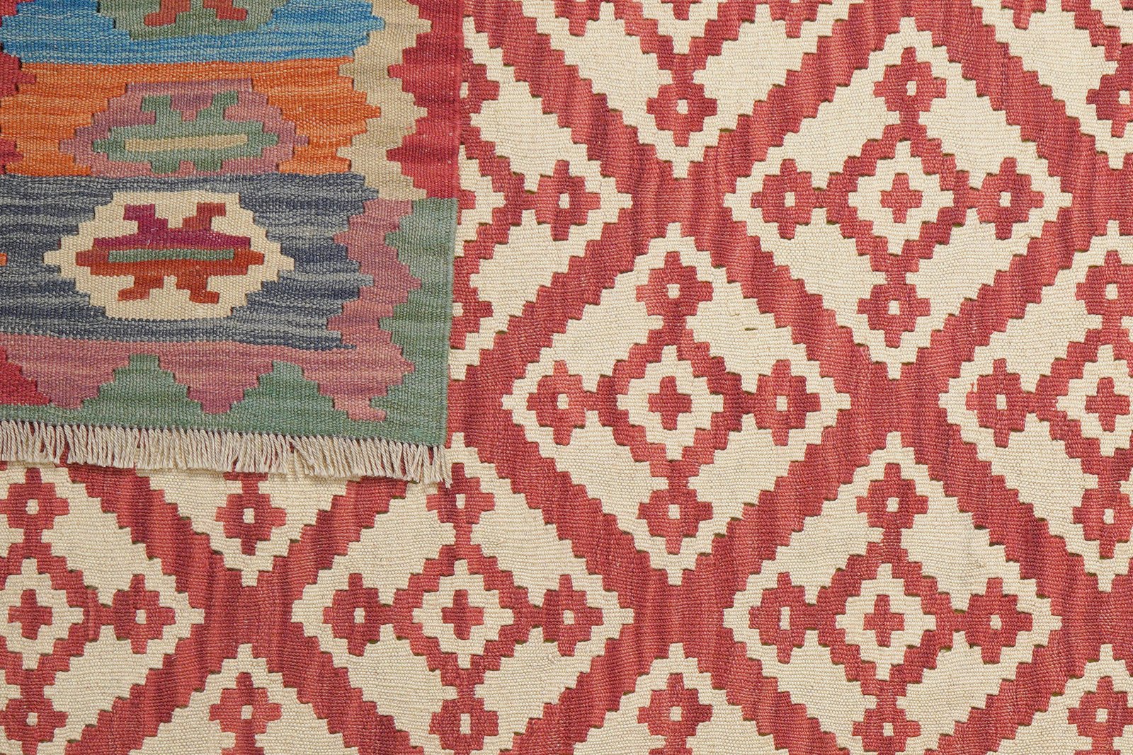 Kelim Gashgai — Handmade, 171x251 cm, Red, 100% Virgin Wool | View 6