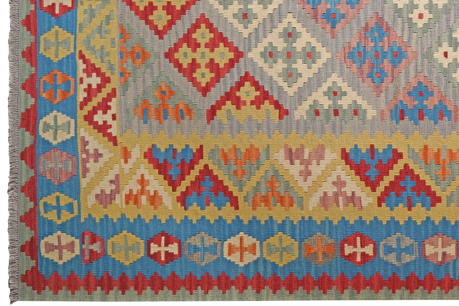 Kelim Gashgai — Handmade, 199x293 cm, Grey, 100% Virgin Wool | View 3
