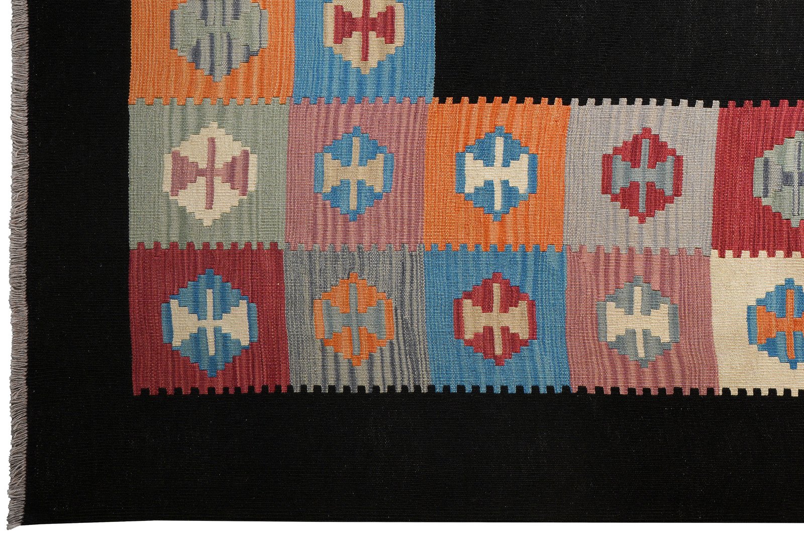 Kelim Gashgai — Handmade, 209x289 cm, Black, 100% Virgin Wool | View 3