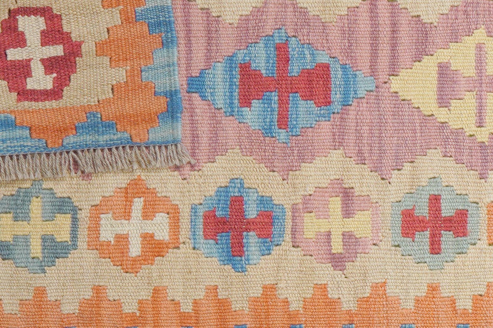 Kelim Gashgai — Handmade, 60x260 cm, Pink, 100% Virgin Wool | View 6