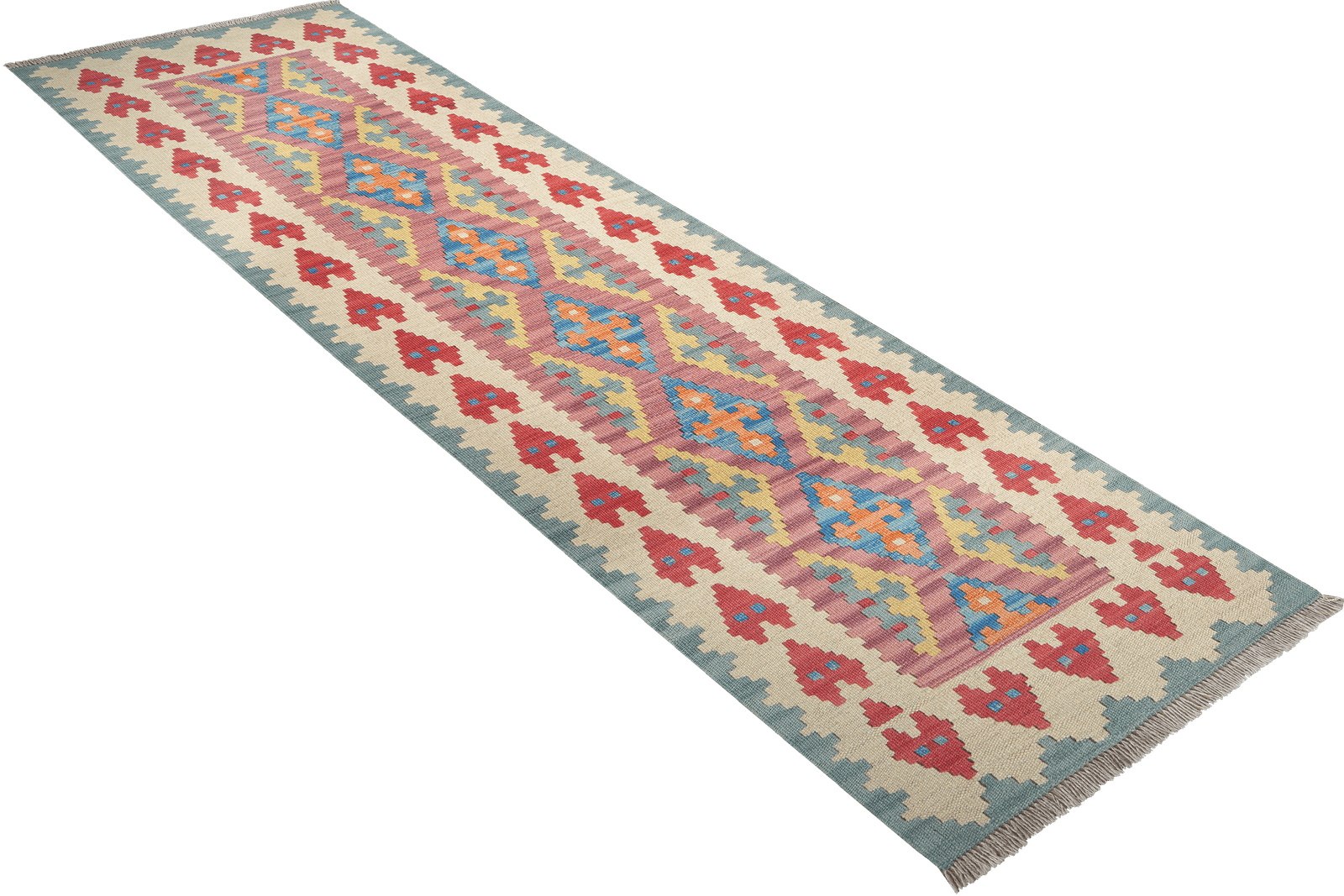 Kelim Gashgai — Handmade, 63x245 cm, Pink, 100% Virgin Wool | View 4