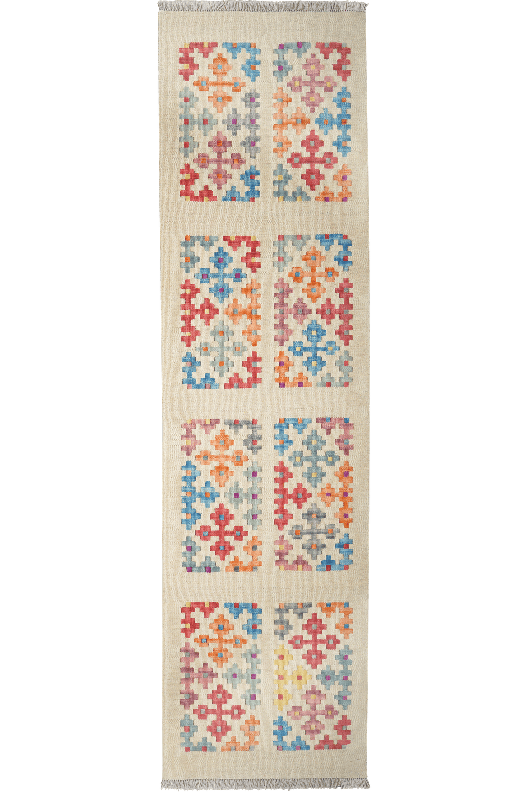Kelim Gashgai — Handmade, 63x236 cm, Beige, 100% Virgin Wool | Main view