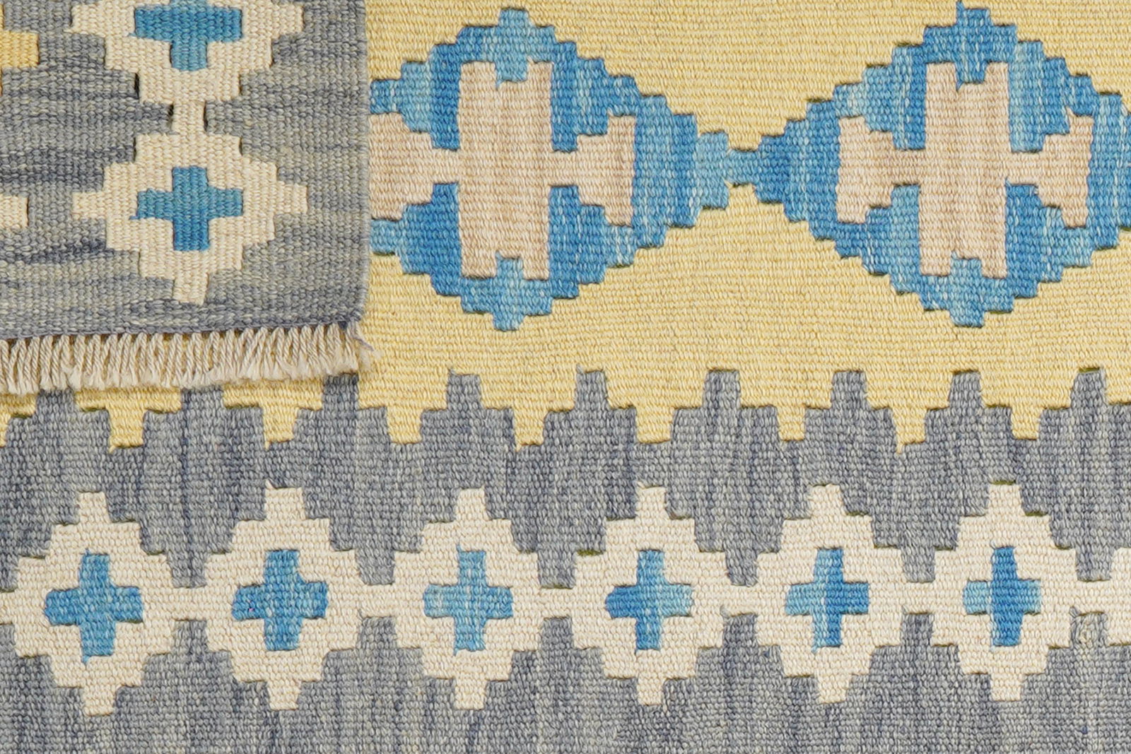 Kelim Gashgai — Handgefertigt, 191x60 cm, Grau, 100% Virgin Wool | View 7