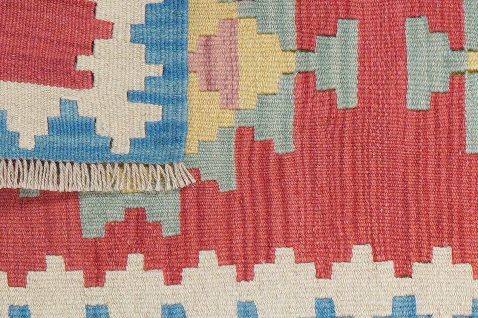 Kelim Gashgai — Handgefertigt, 194x57 cm, Beige, 100% Virgin Wool | View 7