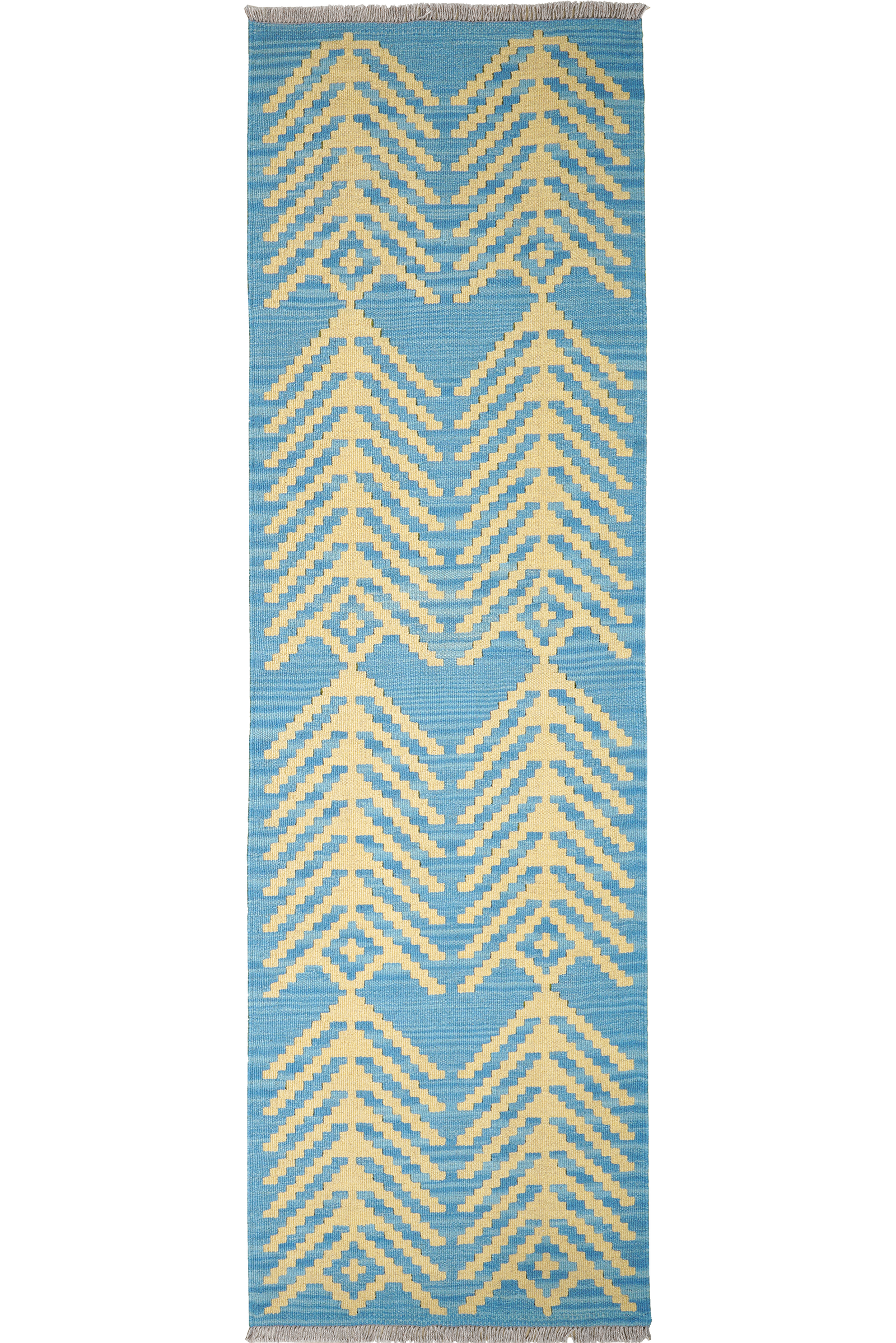 Kelim Gashgai — Handgefertigt, 206x63 cm, Blau, 100% Virgin Wool | Main view