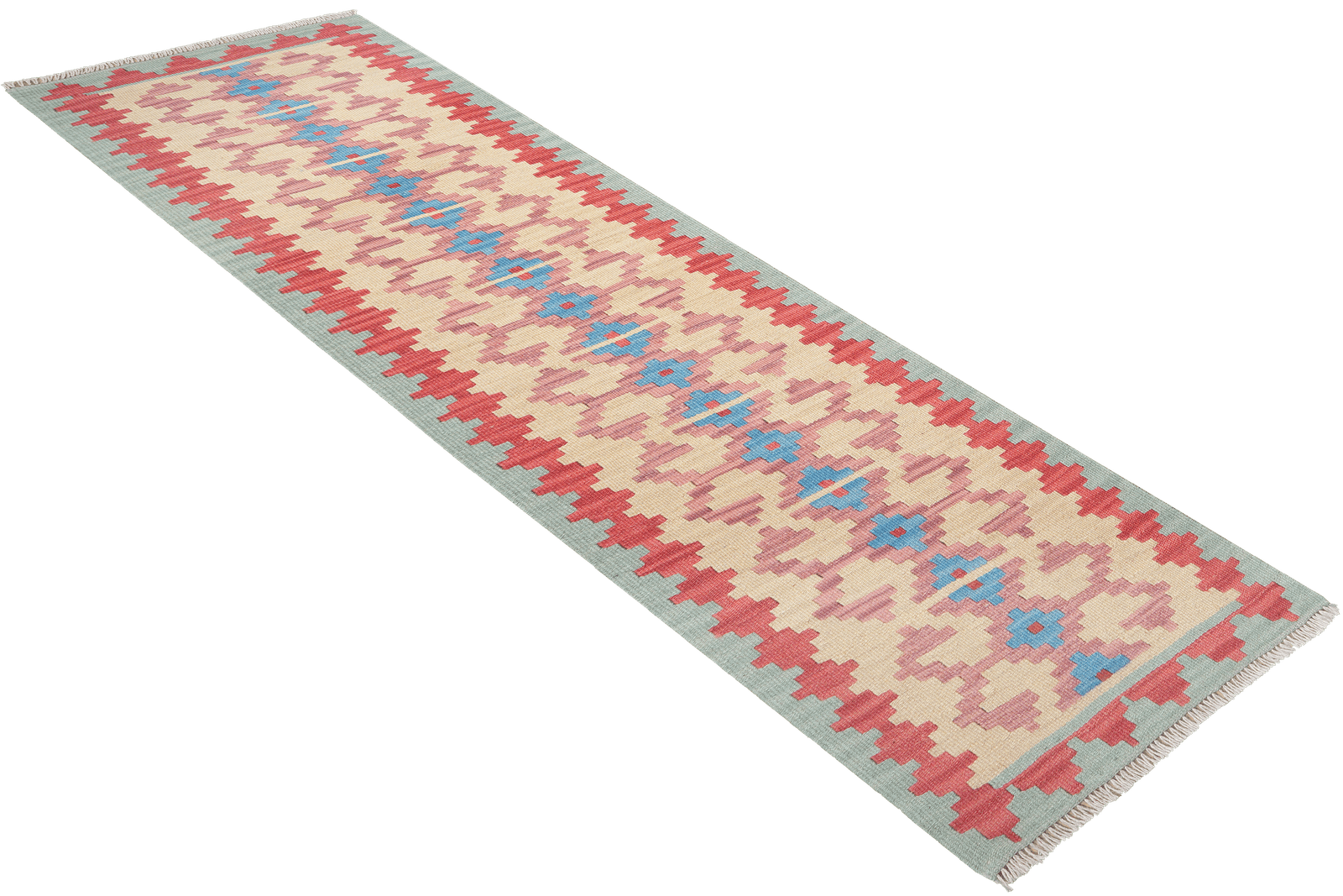 Kelim Gashgai — Handmade, 58x202 cm, Beige, 100% Virgin Wool | View 4