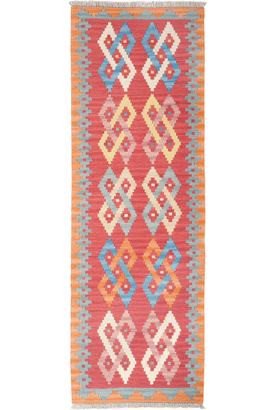 Kelim Gashgai — Handmade, 62x186 cm, Red, 100% Virgin Wool | Main view