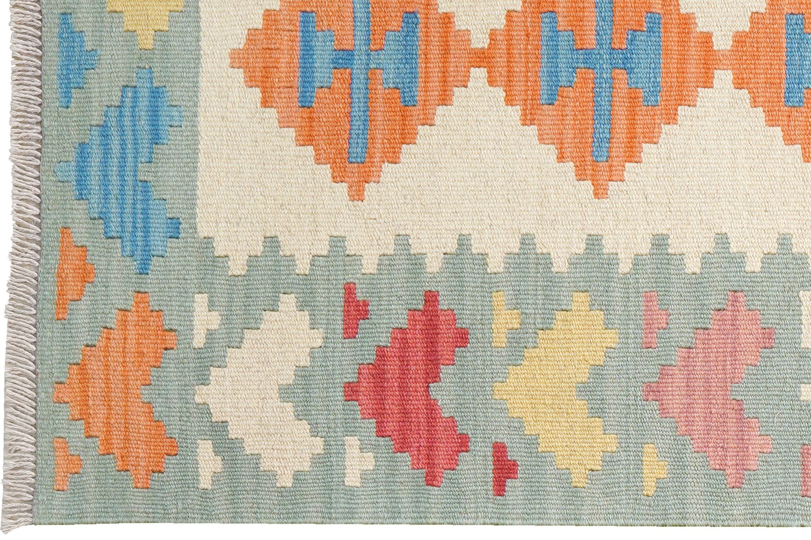 Kelim Gashgai — Handmade, 80x202 cm, Beige, 100% Virgin Wool | View 3