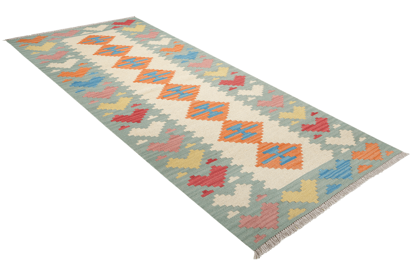Kelim Gashgai — Handmade, 80x202 cm, Beige, 100% Virgin Wool | View 4