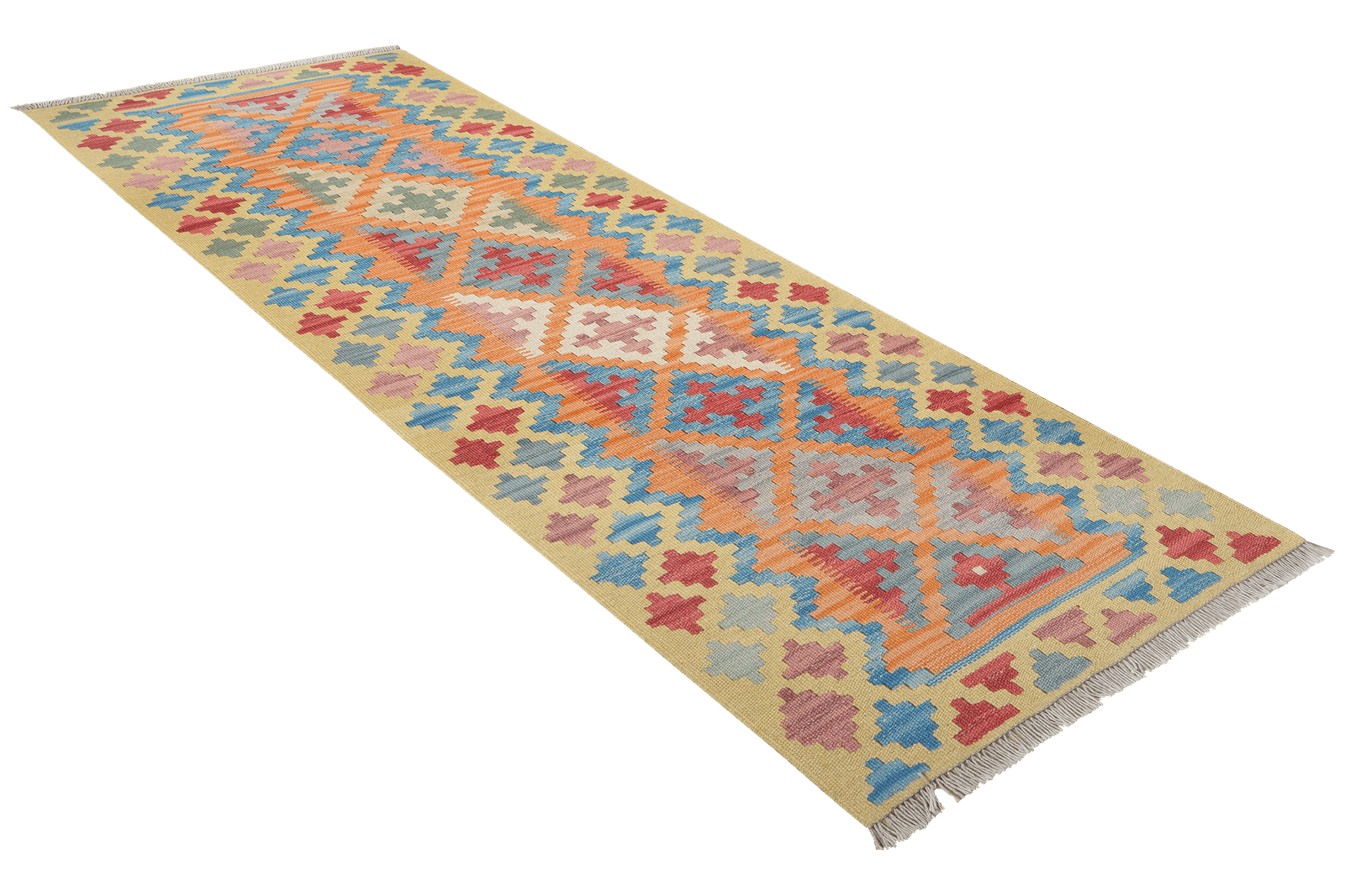 Kelim Gashgai — Handmade, 79x200 cm, Orange, 100% Virgin Wool | View 4
