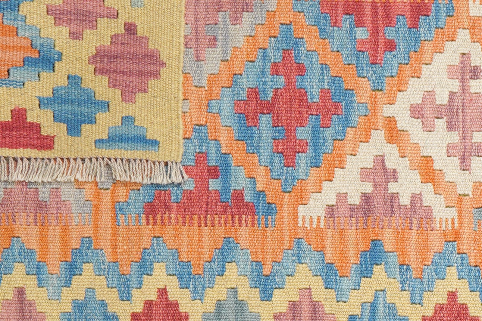 Kelim Gashgai — Handmade, 79x200 cm, Orange, 100% Virgin Wool | View 6