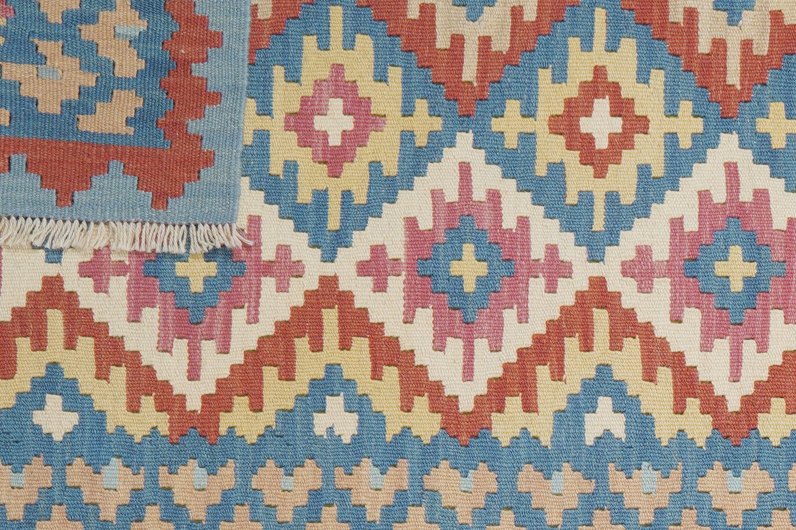 Kelim Gashgai — Handmade, 88x195 cm, Red, 100% Virgin Wool | View 6