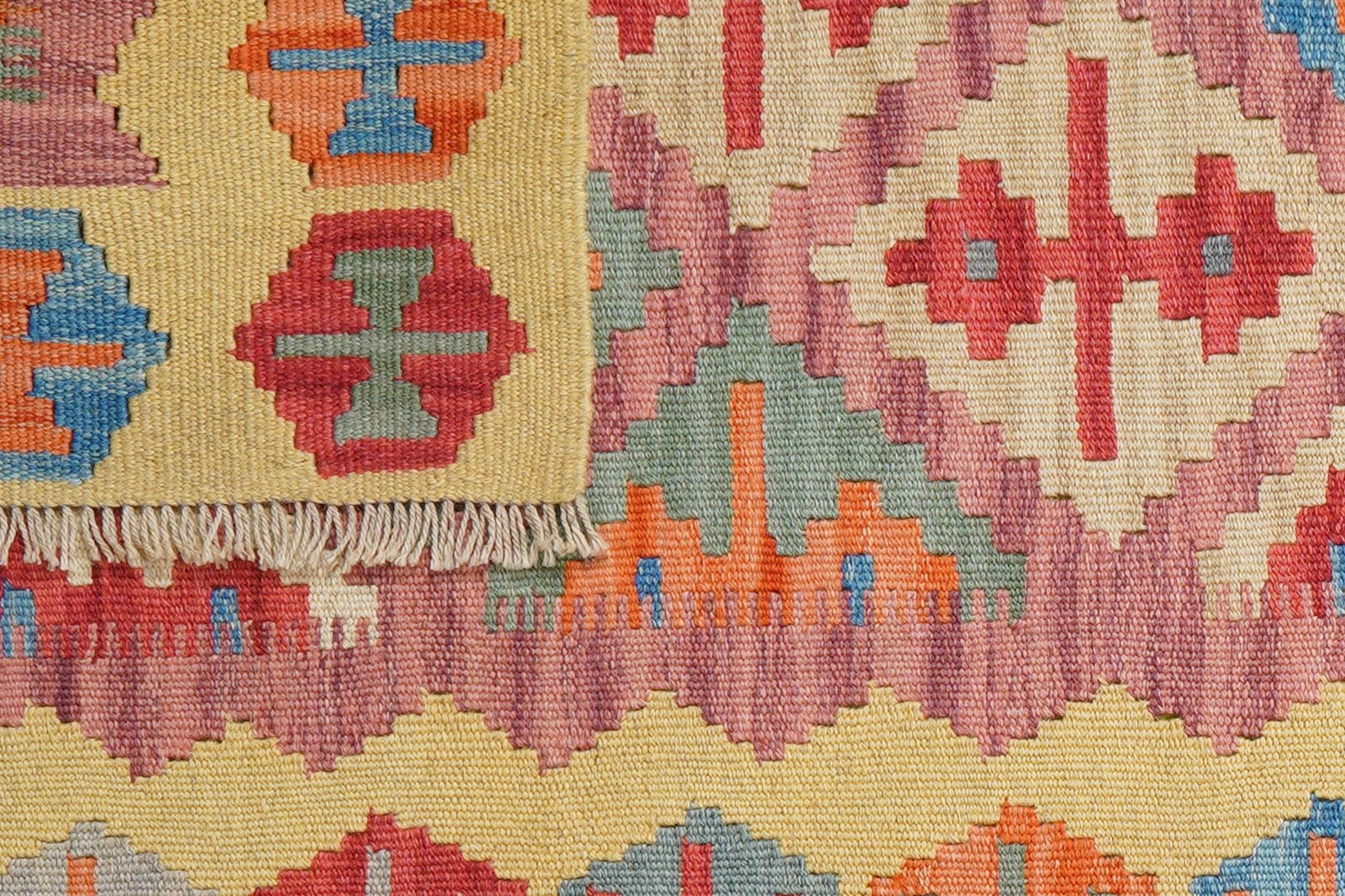 Kelim Gashgai — Handmade, 82x203 cm, Pink, 100% Virgin Wool | View 6