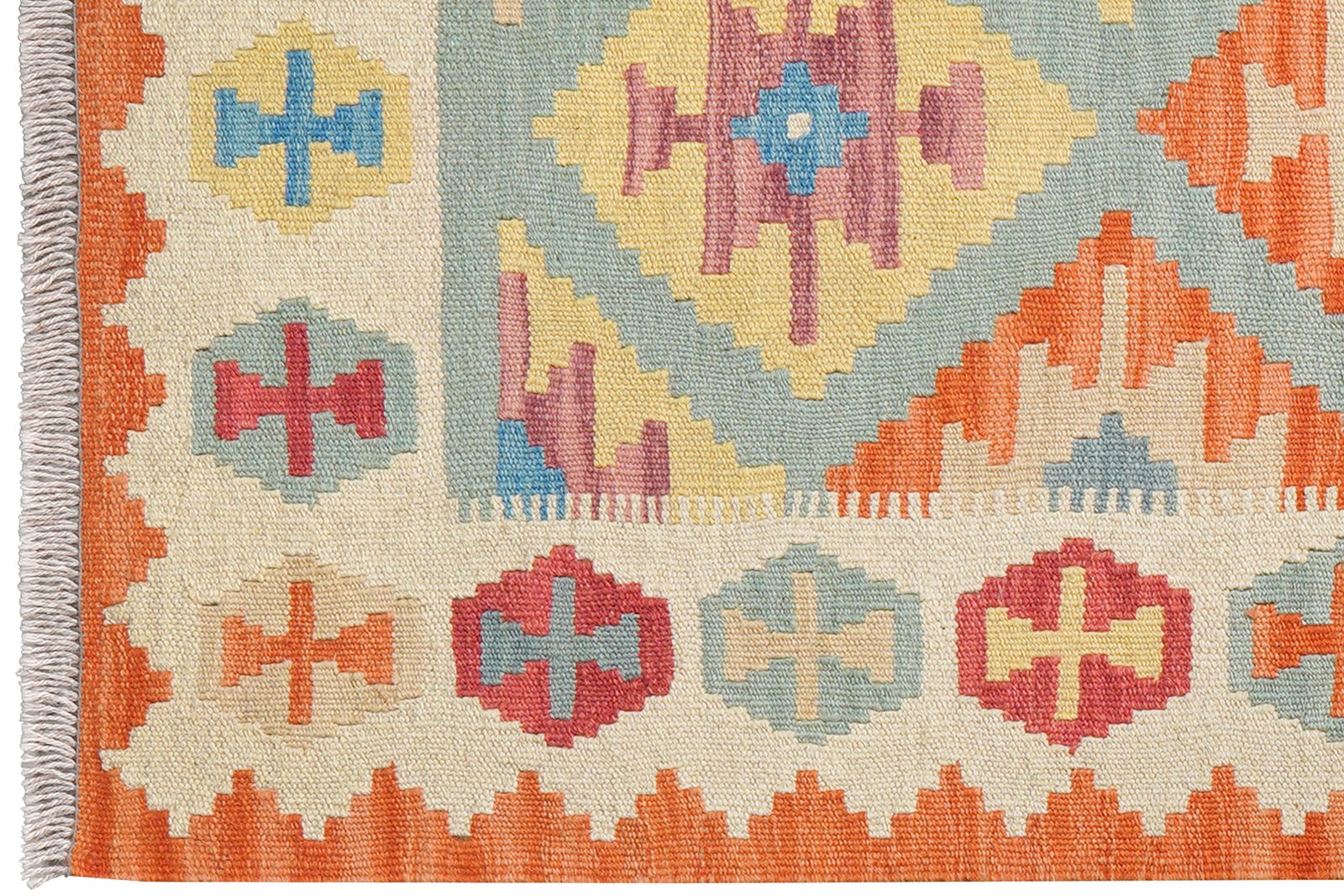 Kelim Gashgai — Handmade, 83x200 cm, Green, 100% Virgin Wool | View 3