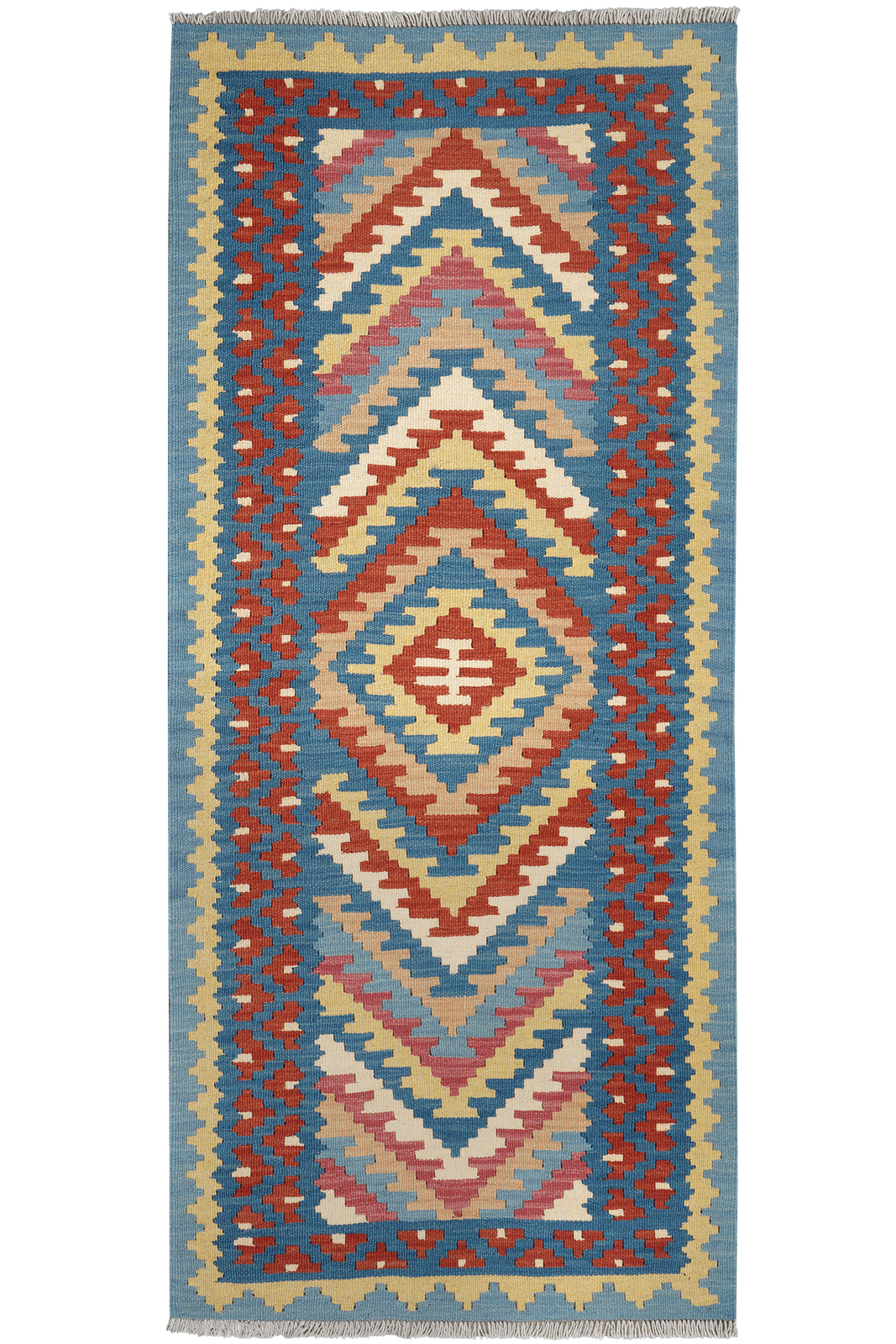 Kelim Gashgai — Handmade, 83x192 cm, Blue, 100% Virgin Wool | Main view