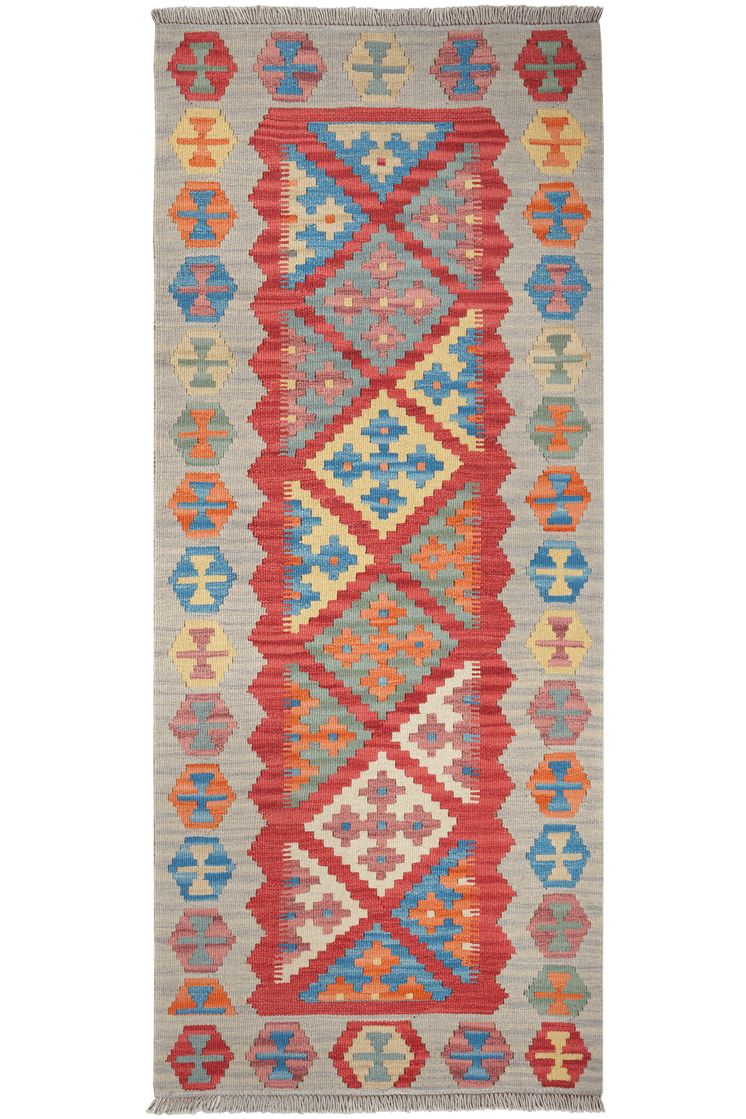 Kelim Gashgai — Handmade, 84x200 cm, Red, 100% Virgin Wool | Main view
