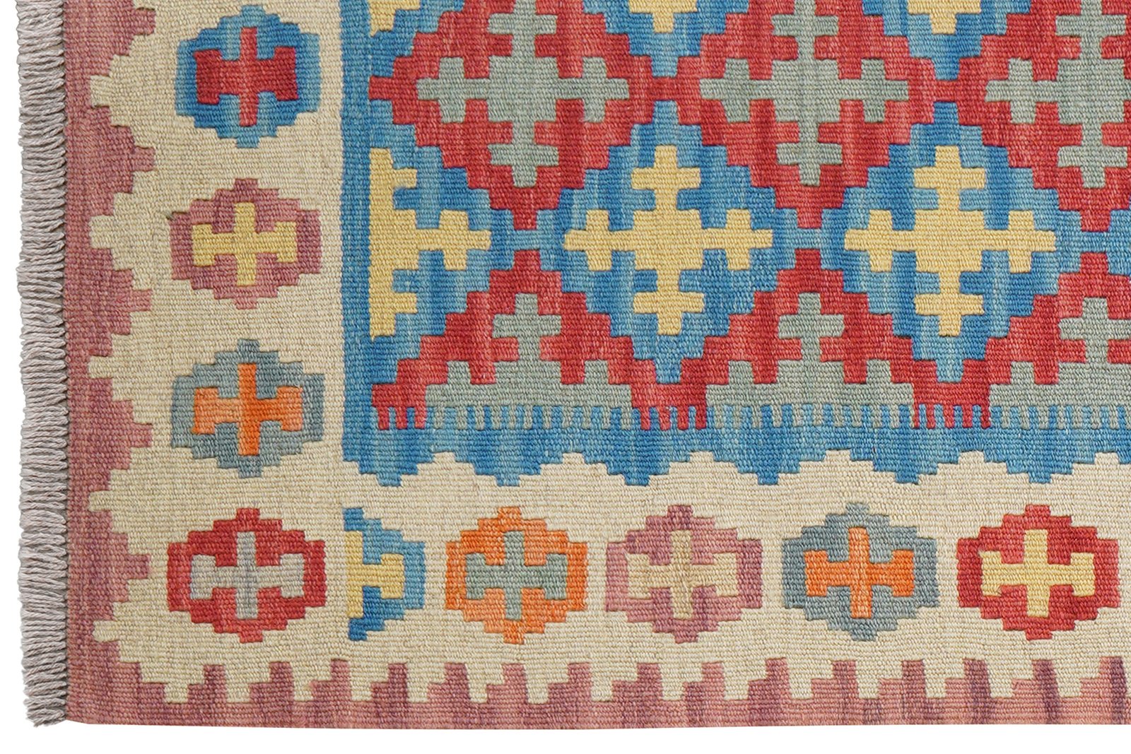 Kelim Gashgai — Handmade, 87x194 cm, Red, 100% Virgin Wool | View 3