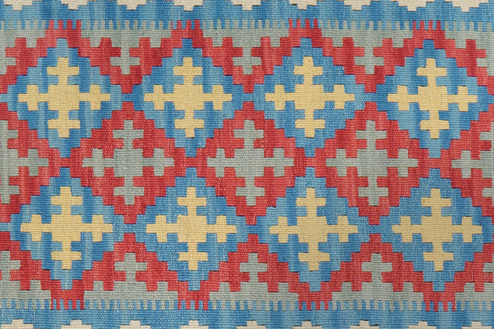 Kelim Gashgai — Handmade, 87x194 cm, Red, 100% Virgin Wool | View 5