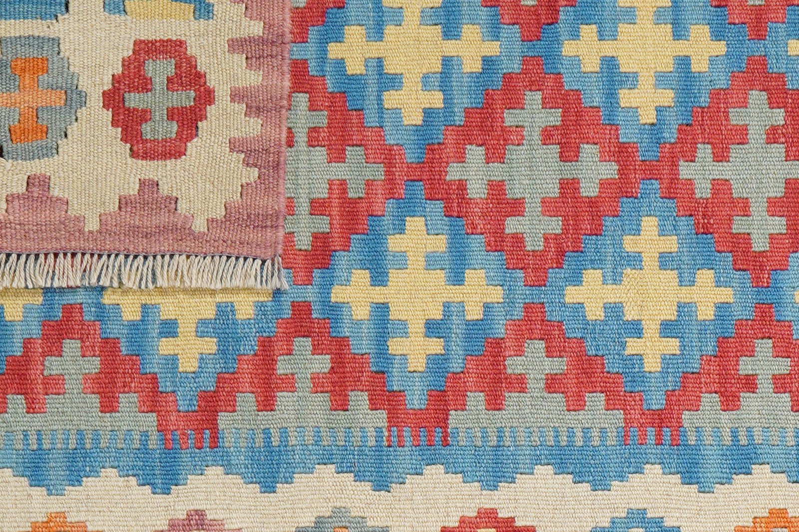 Kelim Gashgai — Handmade, 87x194 cm, Red, 100% Virgin Wool | View 6