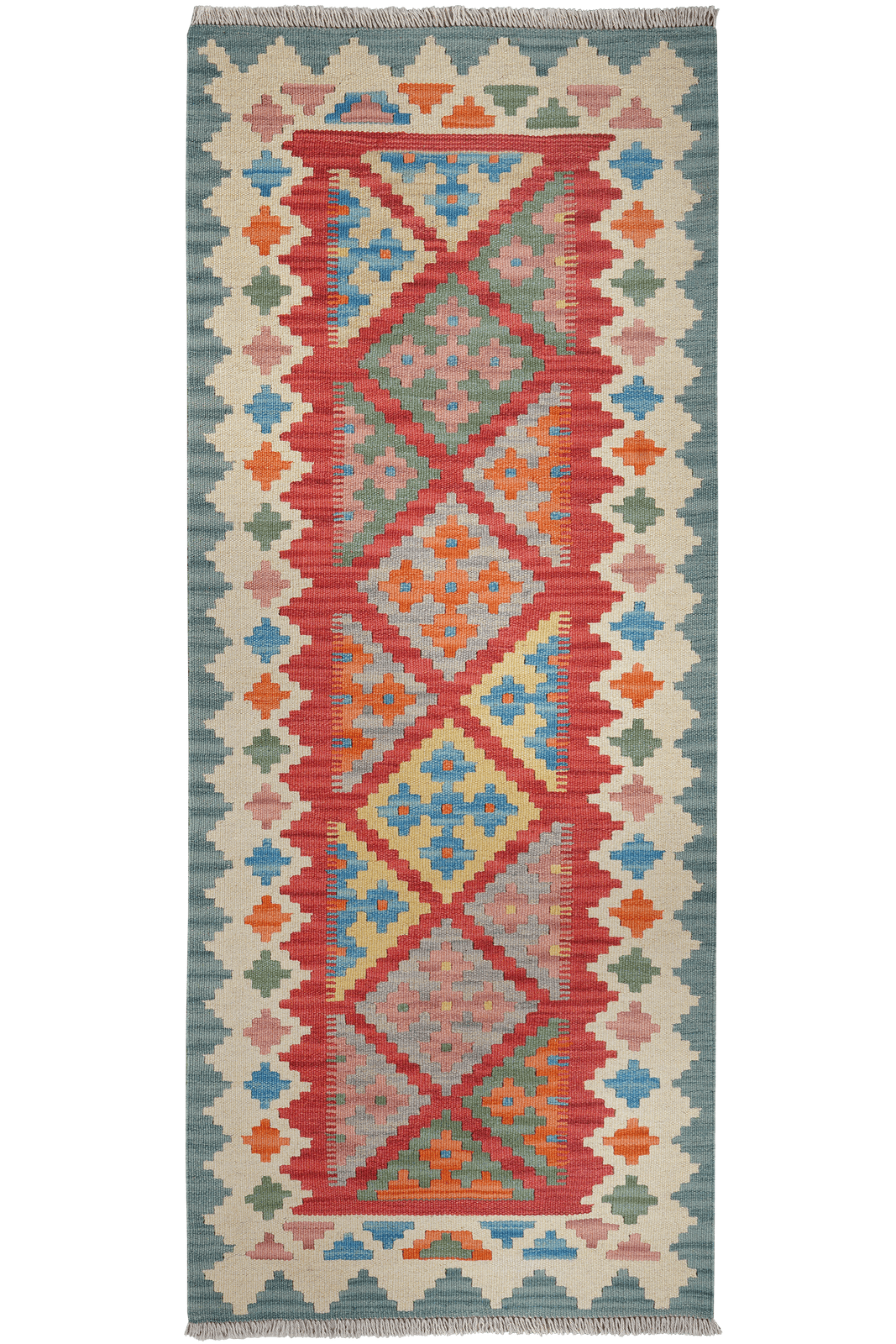 Kelim Gashgai — Handmade, 80x200 cm, Red, 100% Virgin Wool | Main view
