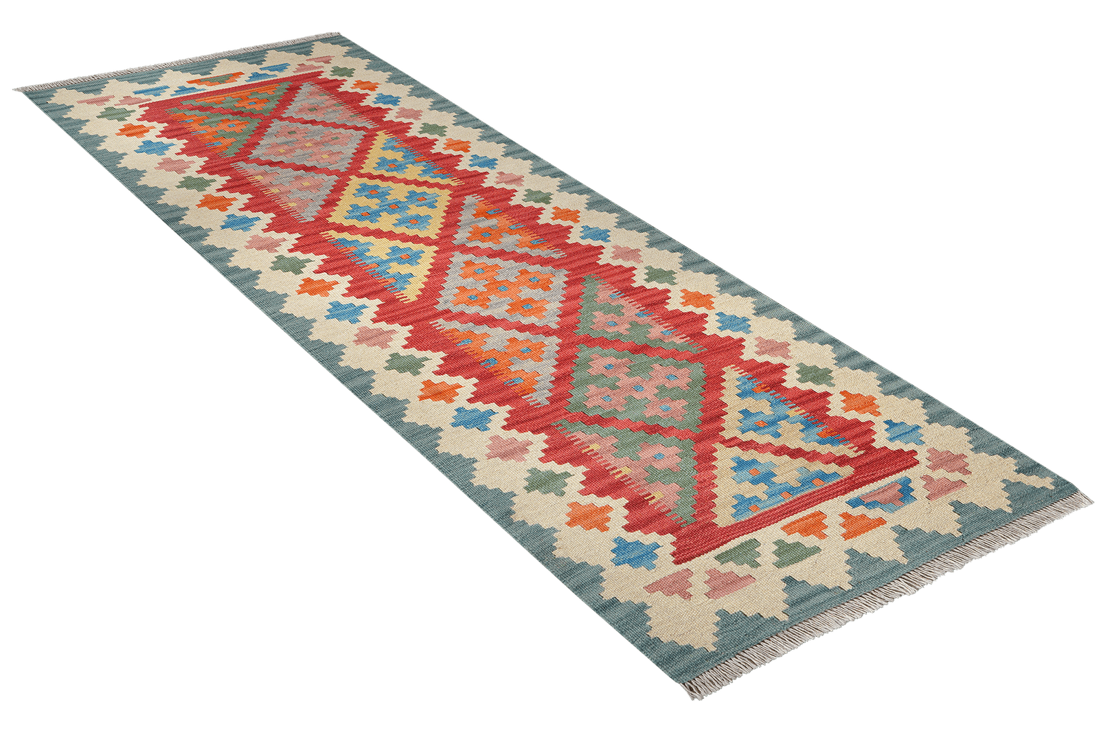 Kelim Gashgai — Handmade, 80x200 cm, Red, 100% Virgin Wool | View 4